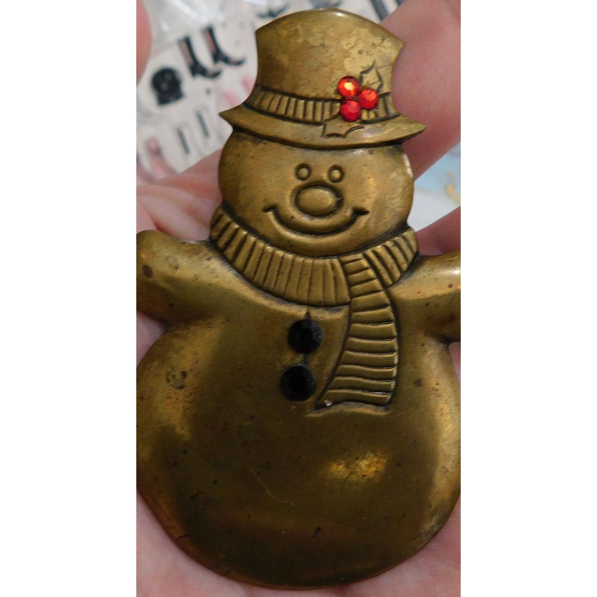 Other Vintage Gold Tone Metal Snowman Brooch Size ONE SIZE - 2 Thumbnail