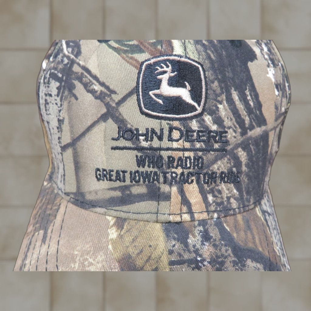 Greats VTG John Deere Great Iowa Tractor Ride WHO radio Camo Farm trucker cap hat Size ONE SIZE - 1 Thumbnail