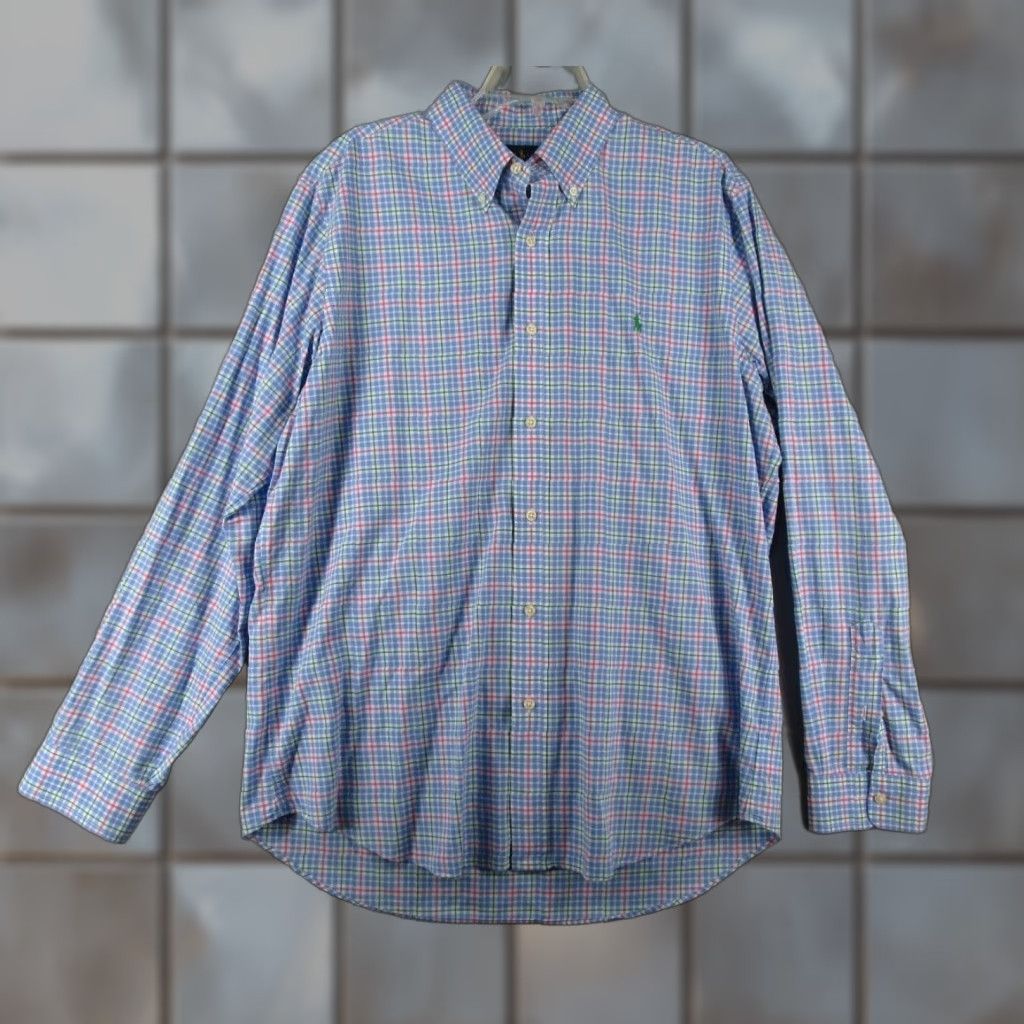 Ralph Lauren VINTAGE Ralph Lauren Shirt Mens Large Blue Plaid Casual Long Sleeve Button-Up Classic 2010s Mens Size US L / EU 52-54 / 3 - 1 Thumbnail