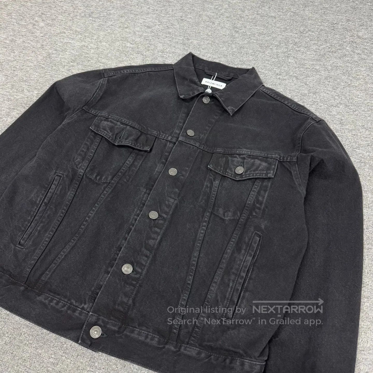 Balenciaga Balenciaga Rhinestone Logo Black Denim Jacket. Size XS / US 0-2 / IT 36-38 - 4 Thumbnail