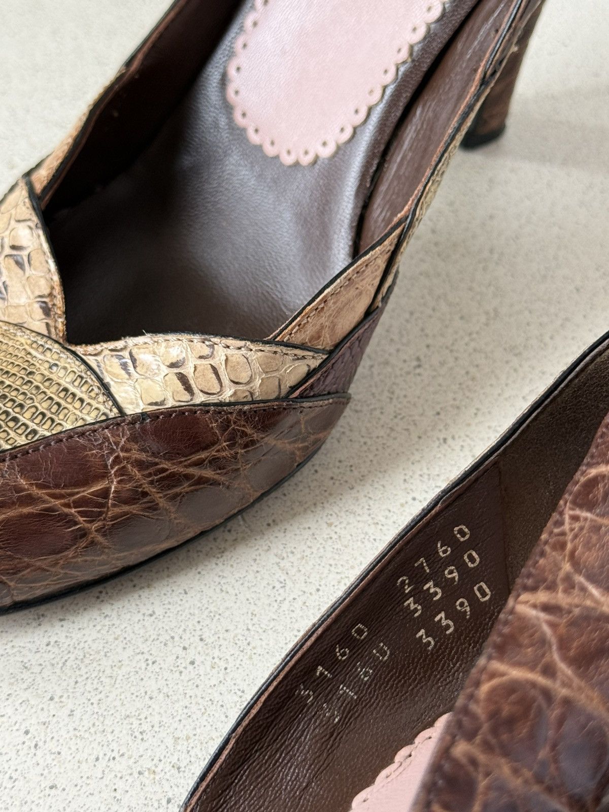Prada Prada Burgundy Brown Reptile Embossed Leather Pumps Heels Size US 6.5 / IT 36.5 - 12 Thumbnail