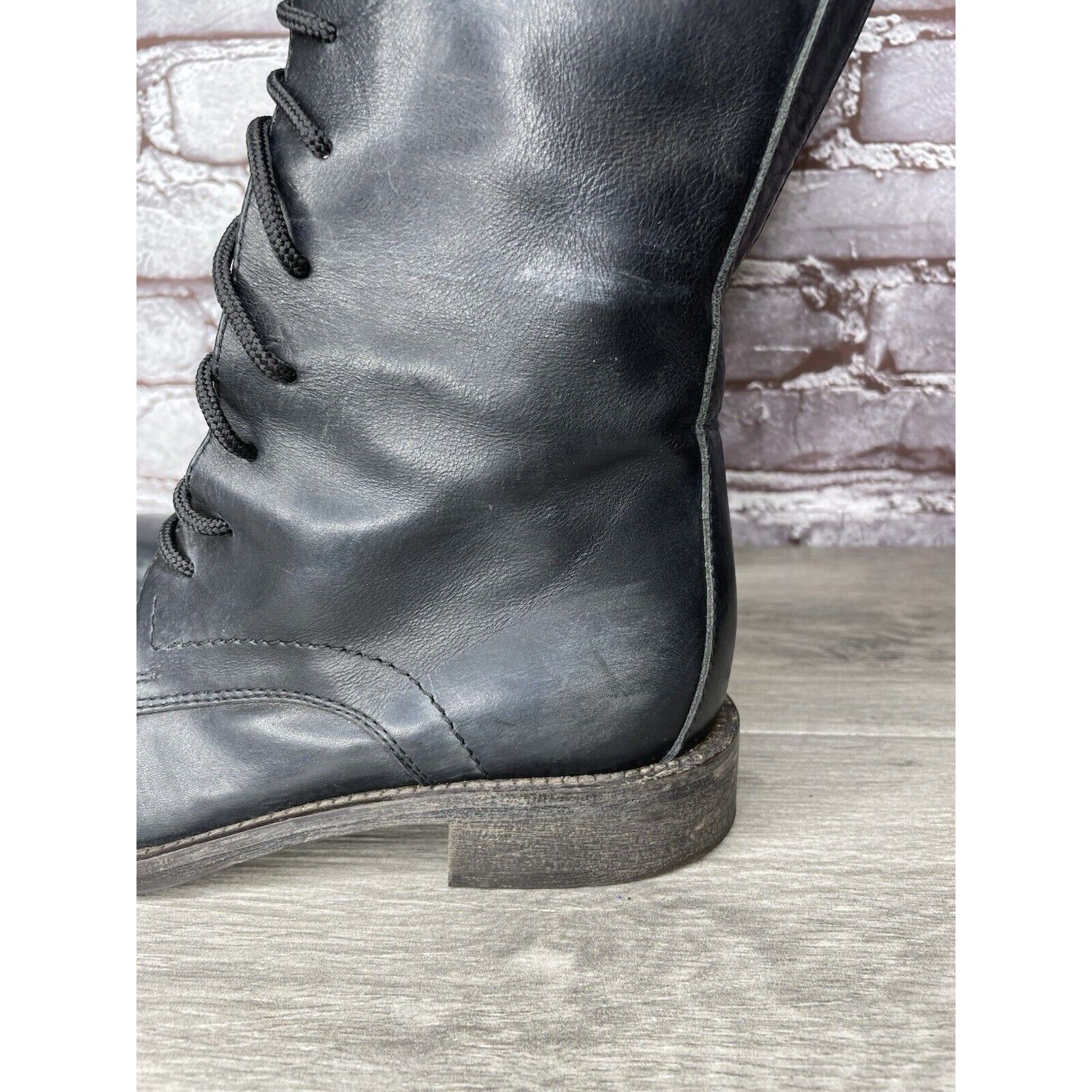 Madison Madison et cie Blue Leather Combat Lace Up BuckleStrap Boots Size US 5 / IT 35 - 9 Thumbnail