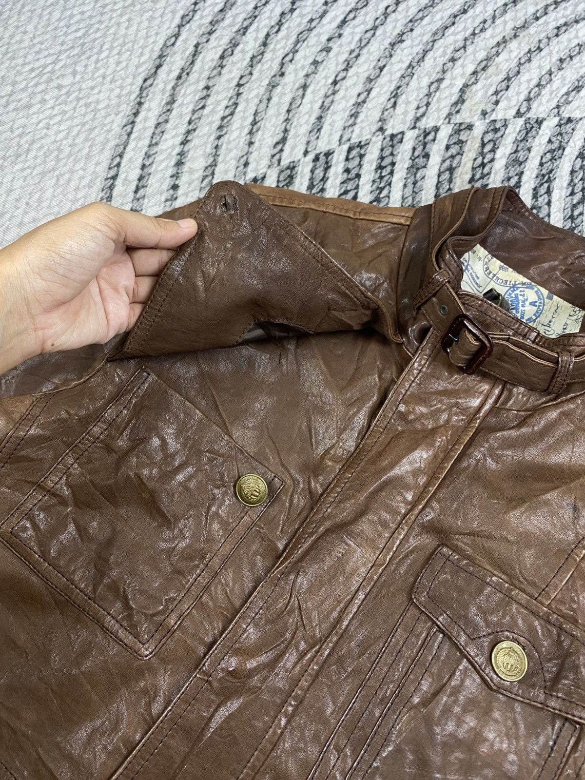 BEANPOLE 🔥Bean Pole Multipcoket Brown Stand Collar Leather Jacket Size US M / EU 48-50 / 2 - 9 Thumbnail