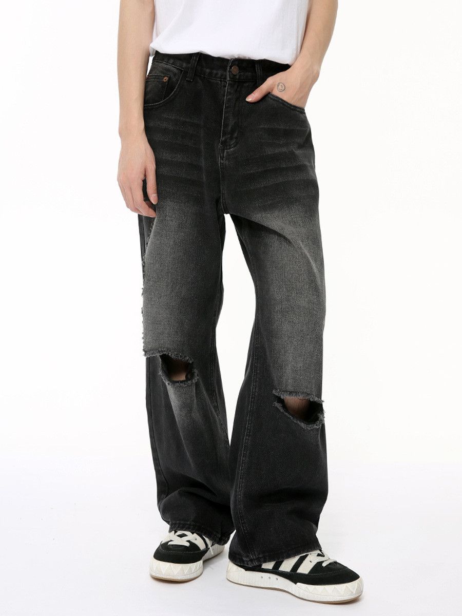 Jean Men's retro straight-leg ripped jeans Size US 32 / EU 48 - 2 Thumbnail