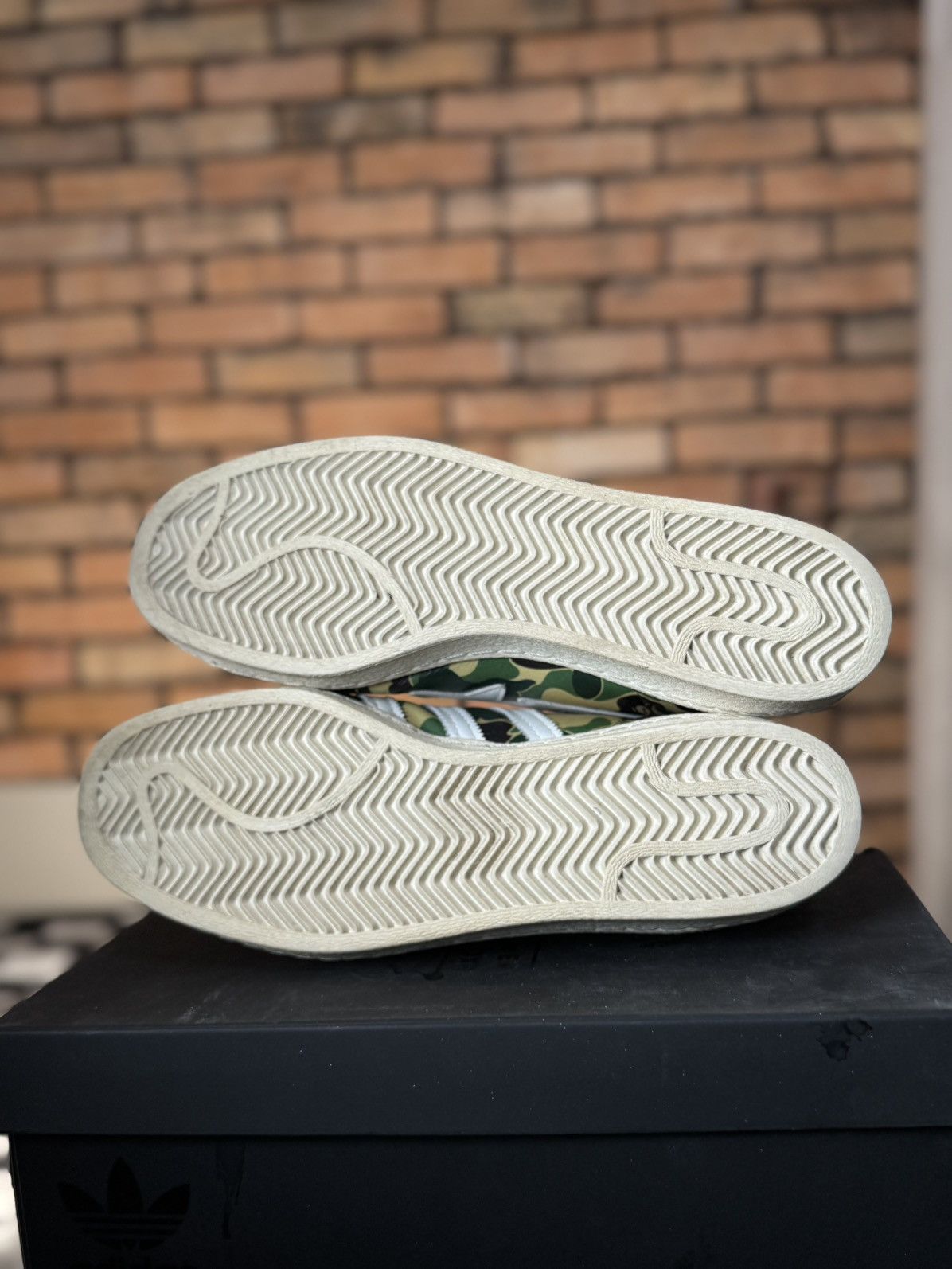 Adidas × Bape × Undefeated SUPERSTAR BAPE UNDFTD SHELL TOE CREAM/ GREEN CAMO ABC Size US 10.5 / EU 43-44 - 7 Thumbnail