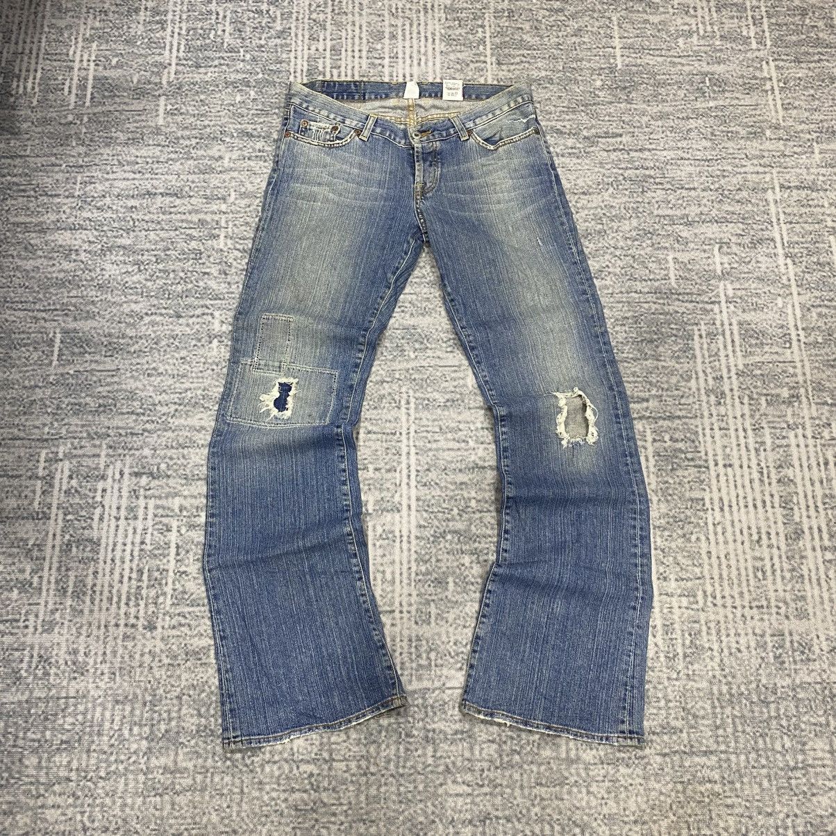 Japanese Brand × Vintage Flared🔥 Lucky Patchwork Washed Bootcut Jeans Hysteric 90s Size US 34 / EU 50 - 2 Thumbnail