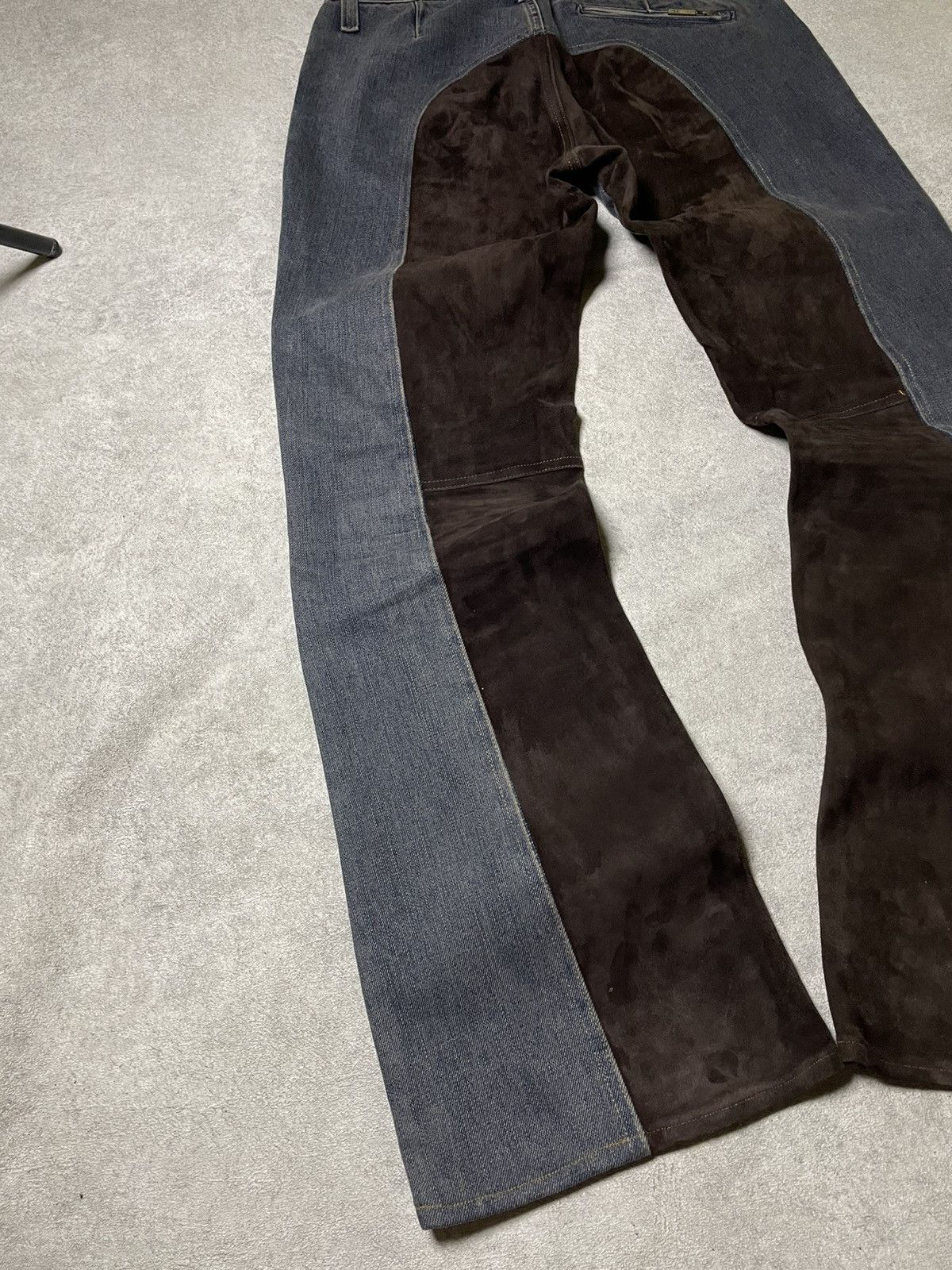 Roberto Cavalli AW2003 Cavalli Two Tone Hybrid Blue Leather Denim Jeans Size US 31 - 2 Thumbnail