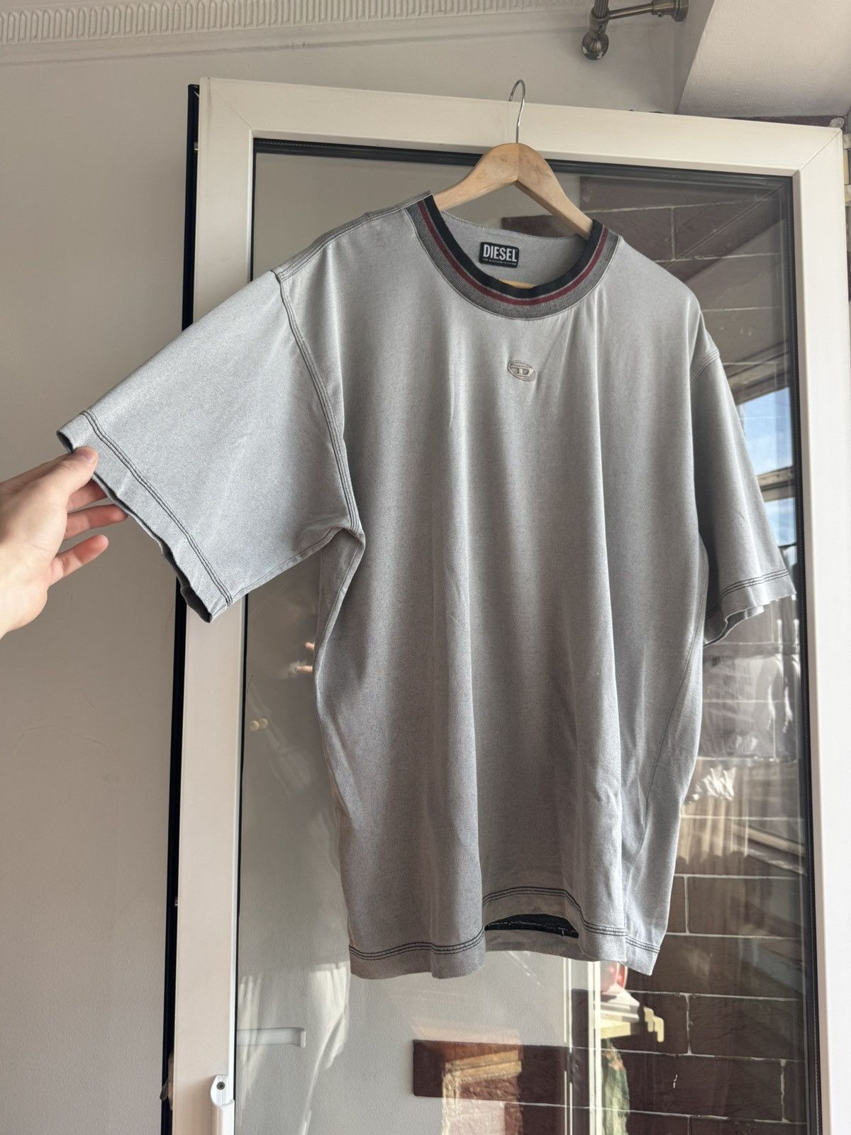 Diesel Diesel Boxy Fit Gray Tshirt D Logo Size US L / EU 52-54 / 3 - 4 Thumbnail