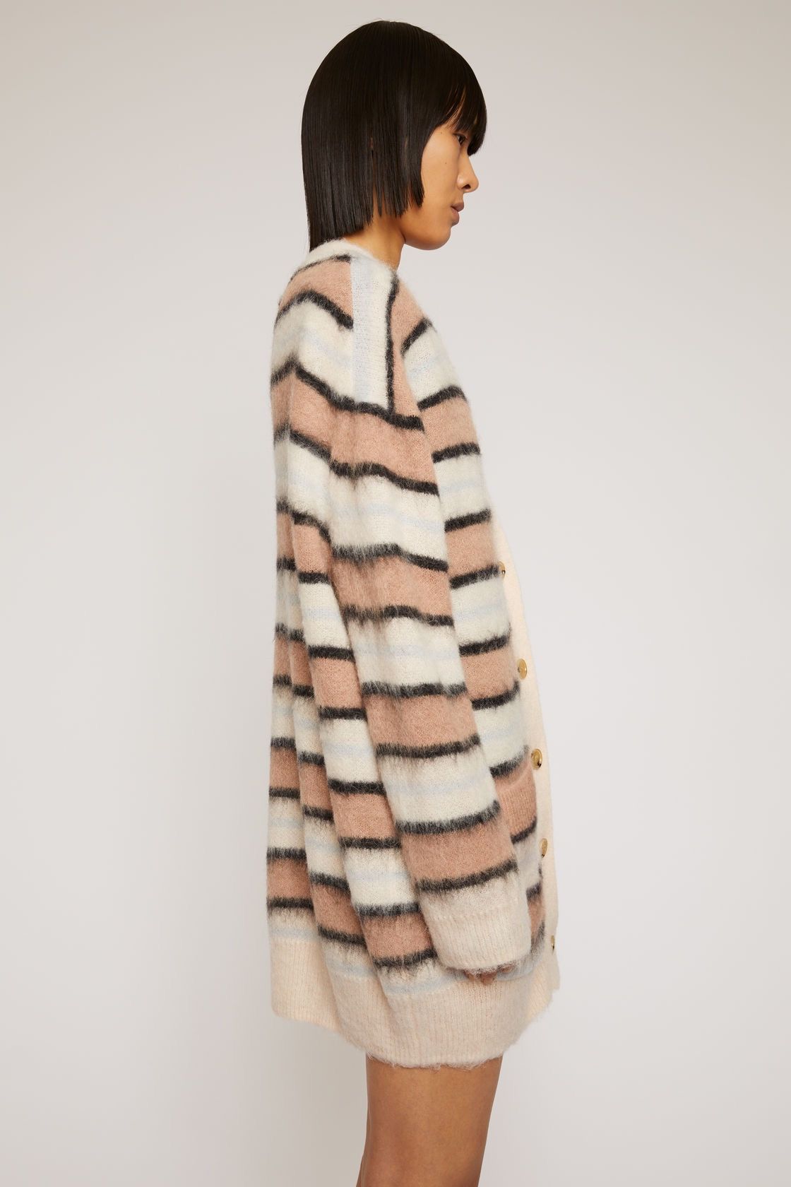 Acne Studios × Designer Acne Studios Keda fluffy Alpaca cardigan sweater striped Size S / US 4 / IT 40 - 3 Thumbnail