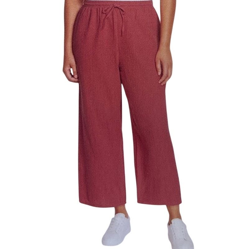 Jessica Simpson Jessica Simpson Womens Red clay Gauze Wide-Leg Crop Pants XL Size 33" - 1 Thumbnail