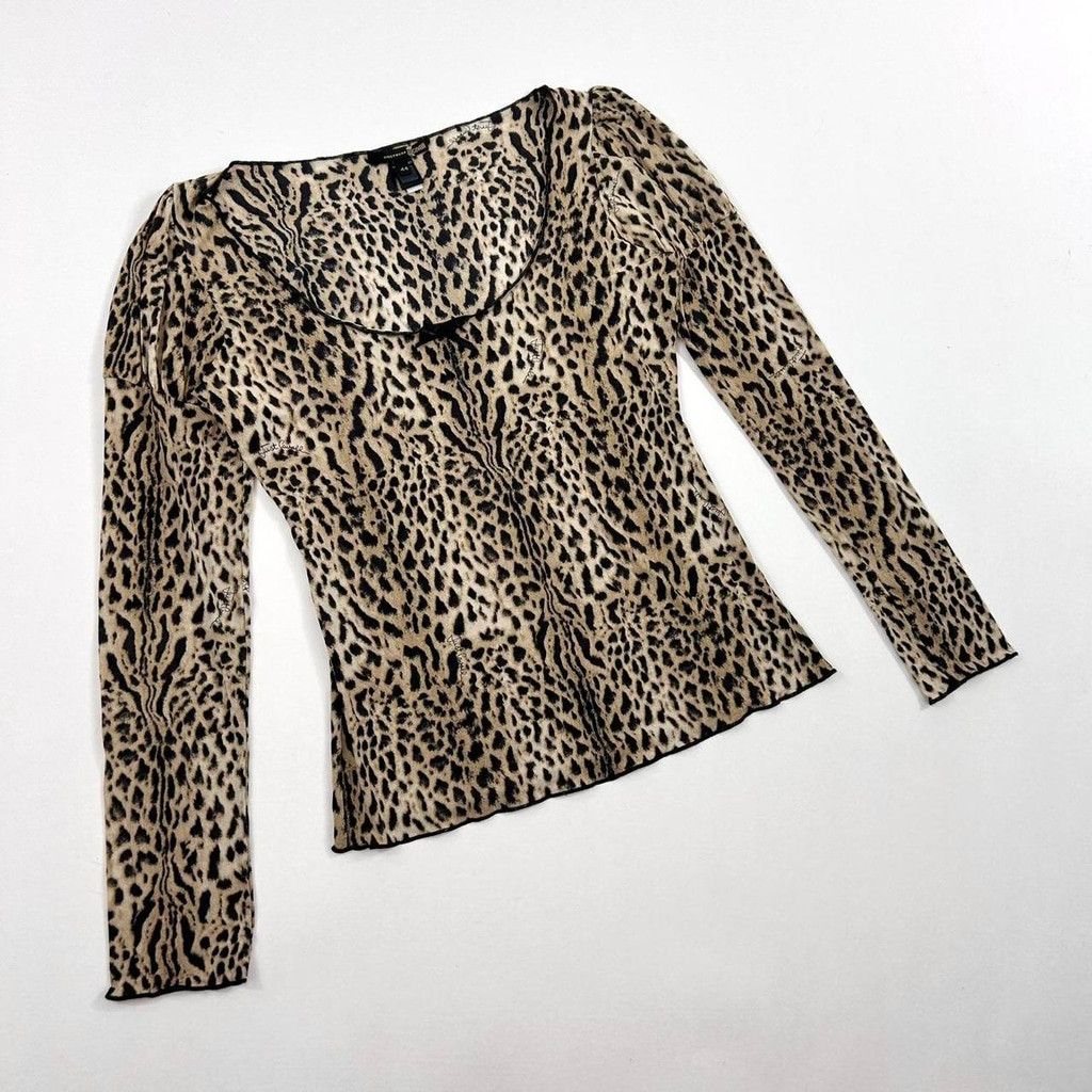 Just Cavalli y2k Cavalli brown and black cheetah print long sleeve top Size M / US 6-8 / IT 42-44 - 1 Thumbnail