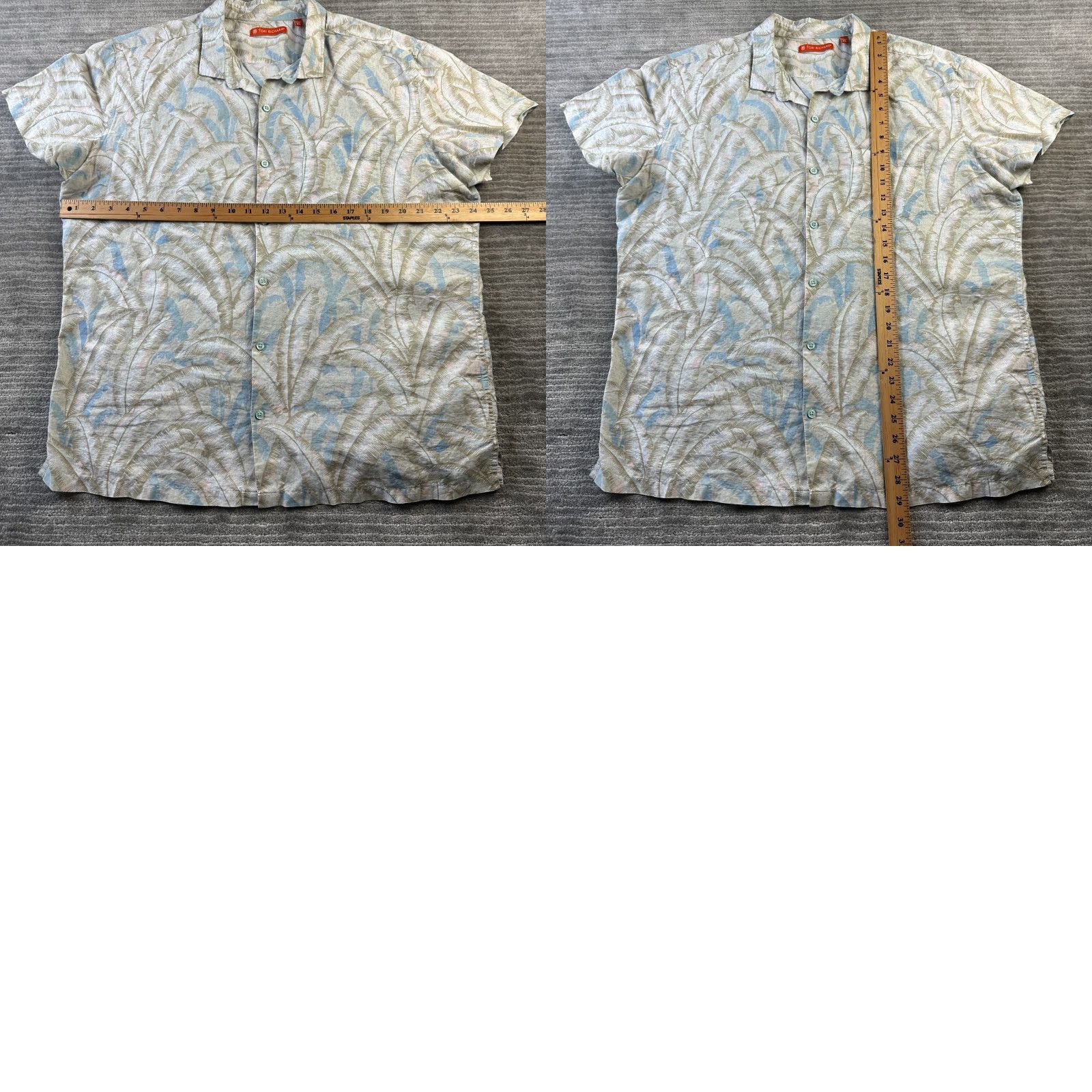 Tori Richard Tori Richard Shirt Mens XL Green Floral Hawaiian Button Up Linen Blend Size US XL / EU 56 / 4 - 8 Thumbnail