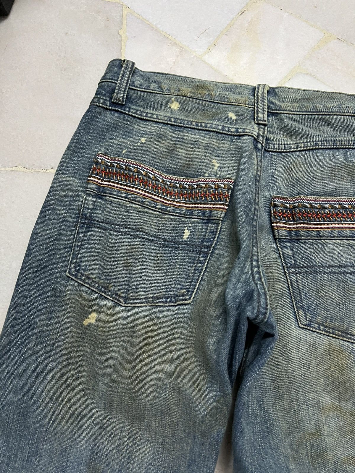 Japanese Brand × Jean × Vintage Japanese brand exhibitionist Distress Dirty Jean Size US 32 / EU 48 - 17 Thumbnail