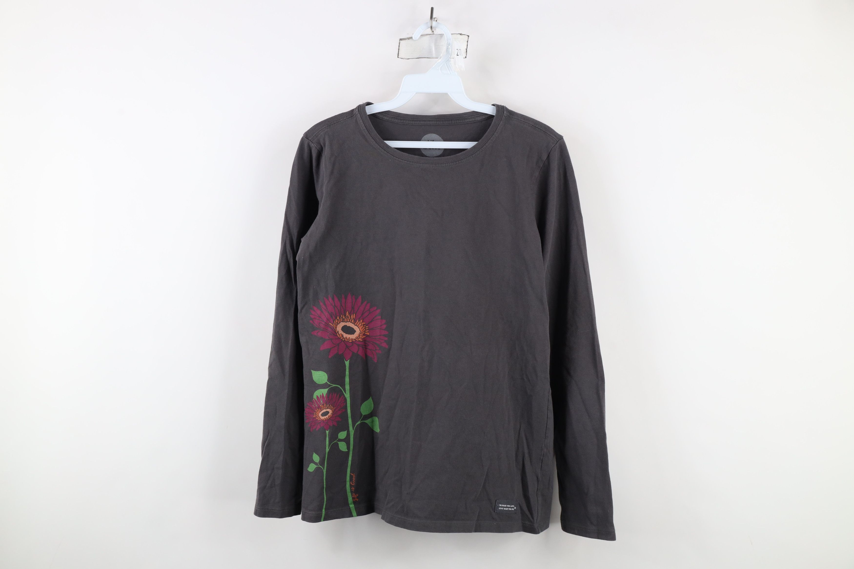 Life is Good × Vintage Life Is Good Spell Out Flower Long Sleeve T-Shirt Gray Size M / US 6-8 / IT 42-44 - 1 Thumbnail