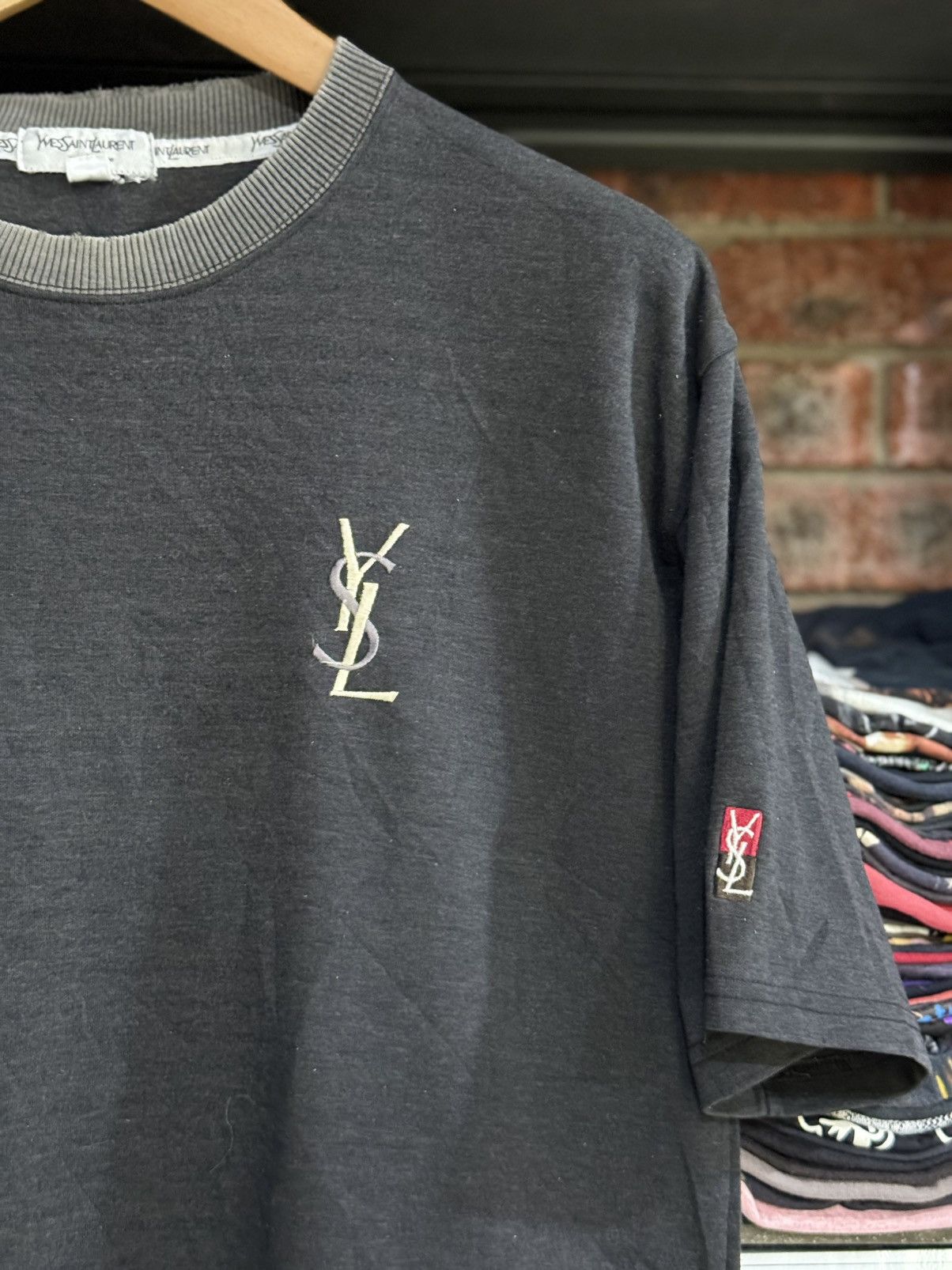 Vintage Thrashed Vintage Yves Saint Laurent YSL Pour Homme Faded Tee Size US L / EU 52-54 / 3 - 6 Thumbnail
