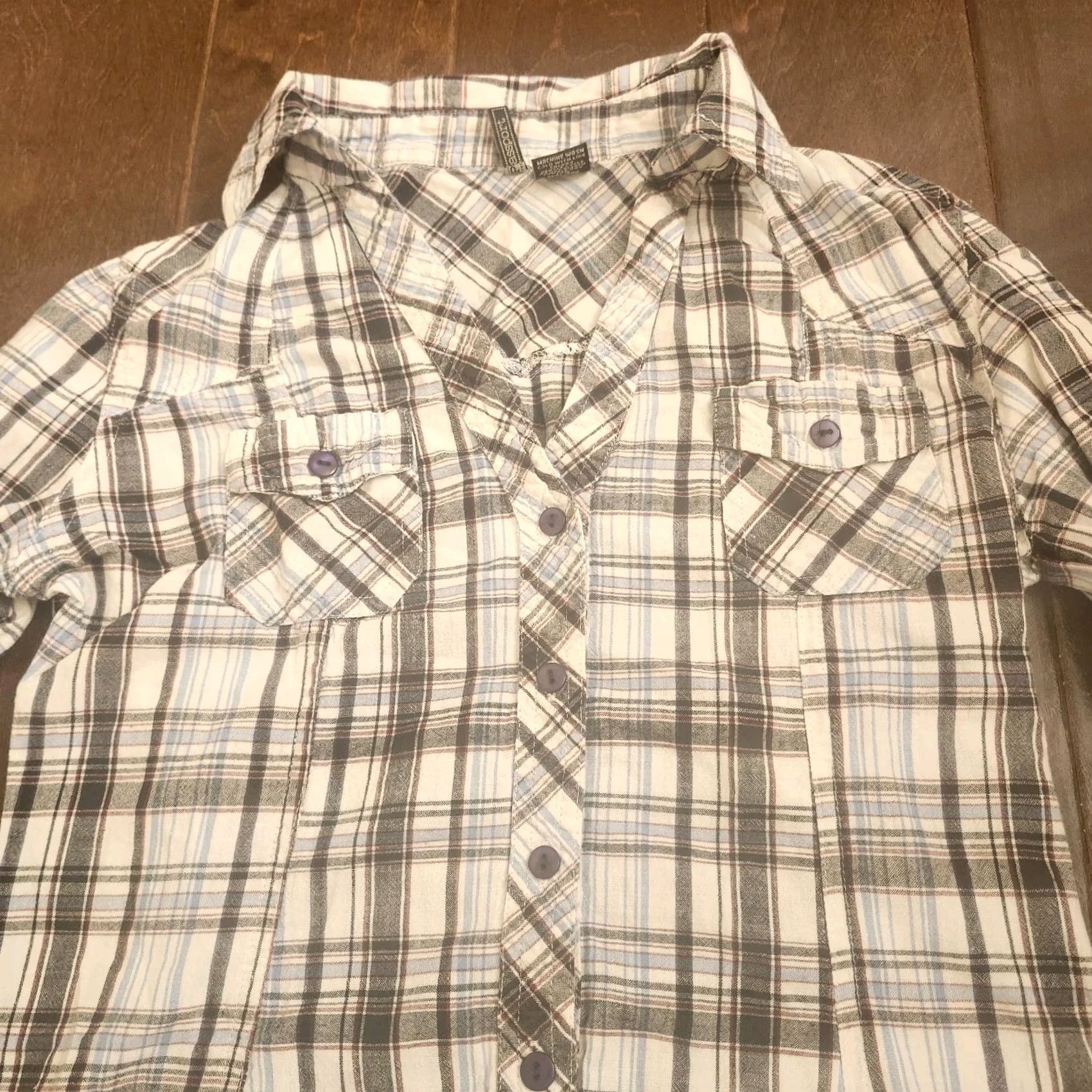 Vintage VINTAGE Passport Women's JUNIOR Plaid Button Up Shirt 3/4 Sleeve XS? Size S / US 4 / IT 40 - 6 Thumbnail