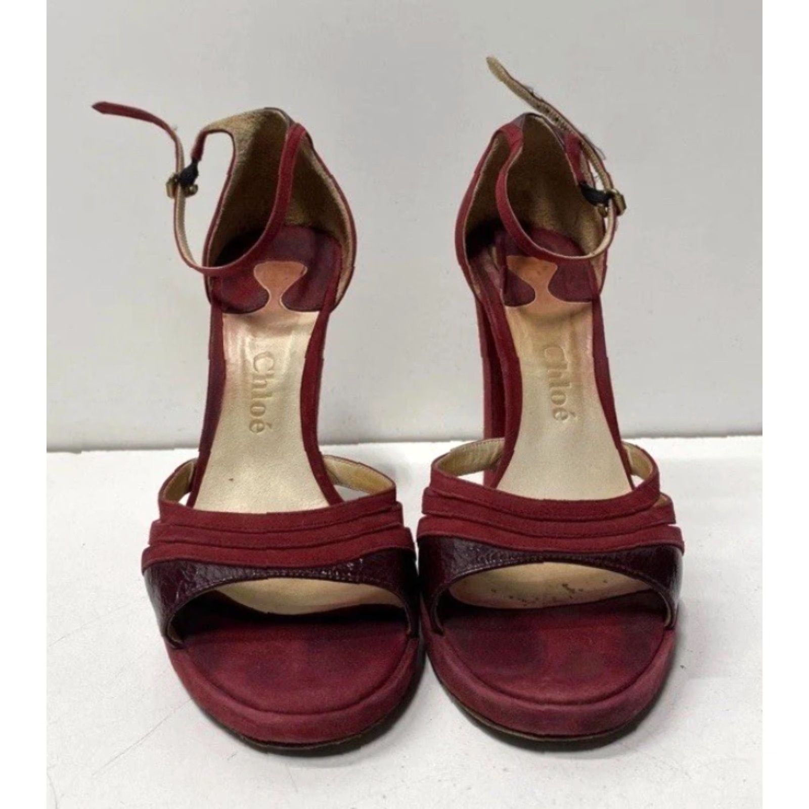 Vintage Chloé Women Red Suede Pump Heels Strap MadeInItaly Size 6.5 EU37 Shoes Womens Pumps Size US 7 / IT 37 - 2 Thumbnail