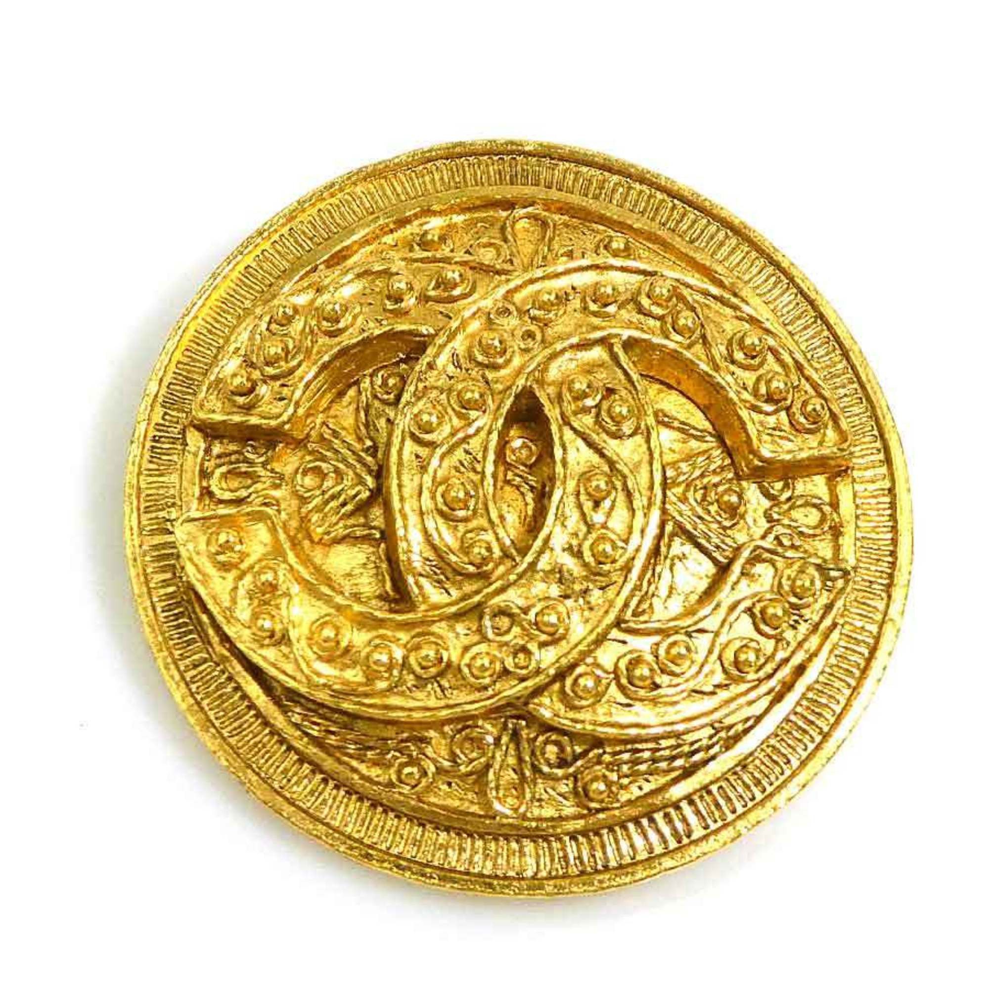Chanel CHANEL Coco Mark Metal Gold Brooch for Women e61371a Size ONE SIZE - 1 Thumbnail