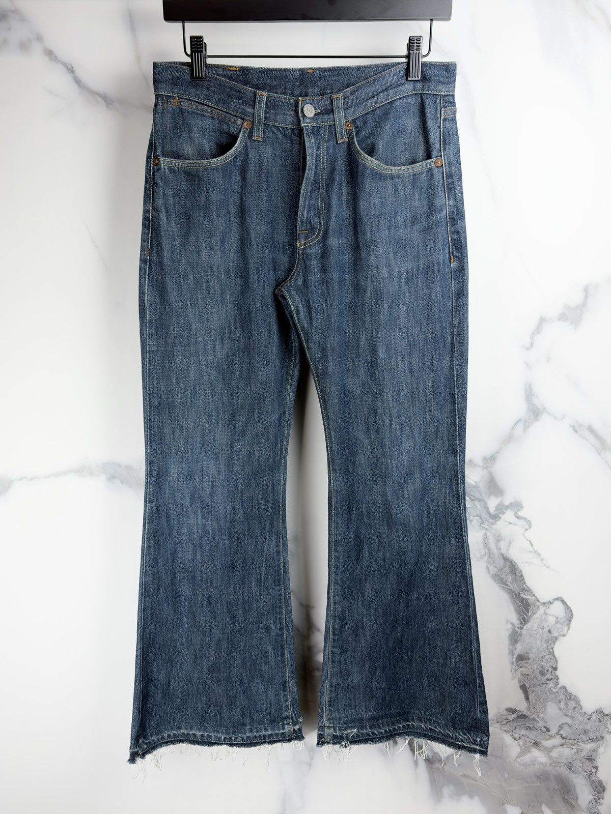 Gucci Gucci Tom Ford Flared Wide Leg Distressed Hem Denim Jeans Size US 29 - 1 Thumbnail