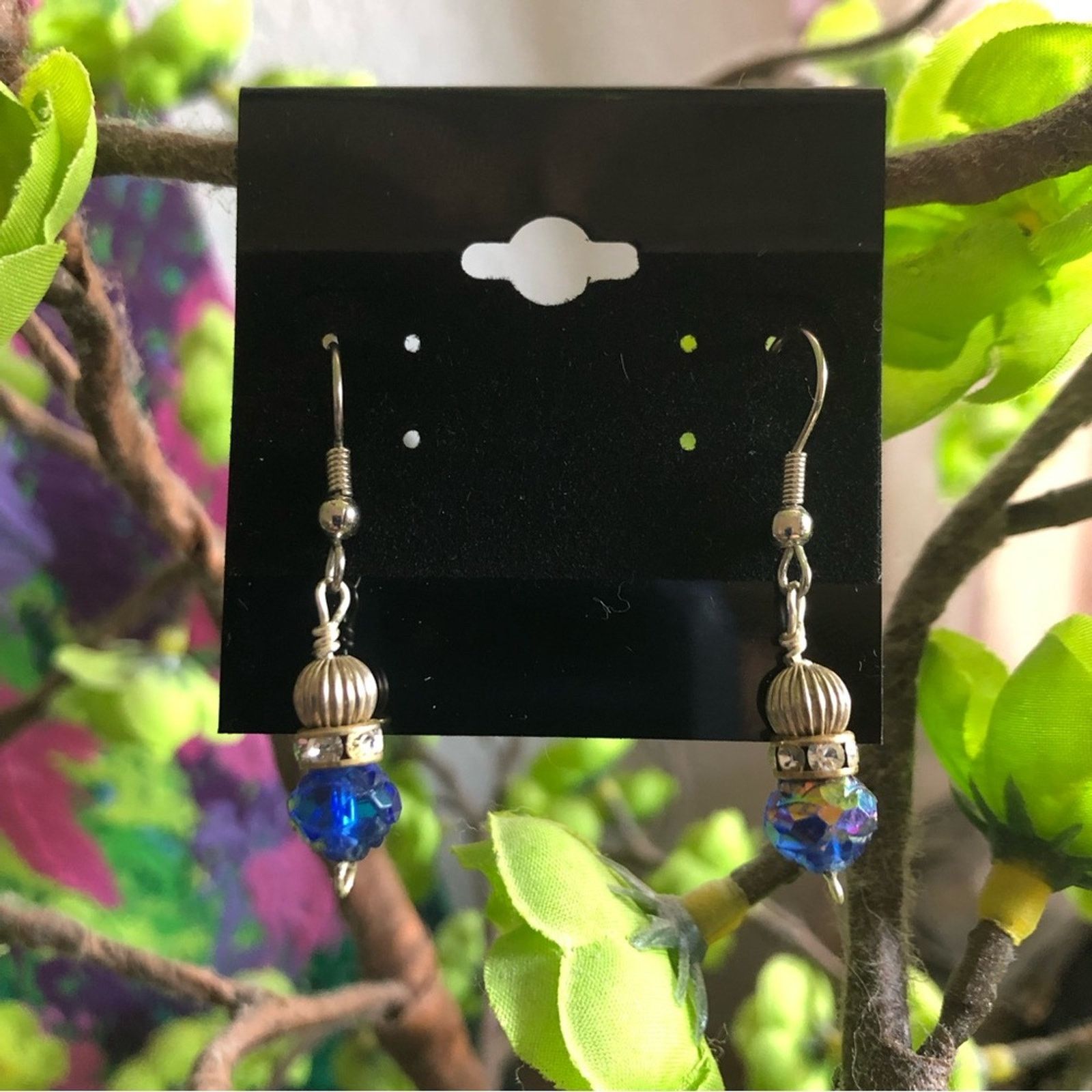 Vintage Vintage royal blue aurora borealis crystal earrin Size ONE SIZE - 3 Thumbnail