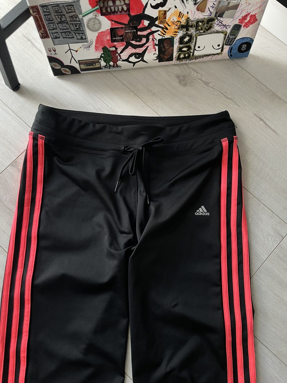Adidas Vintage Y2K Adidas 00’s Sweatpants Black/Pink RARE Size 26" / US 2 / IT 38 - 4 Thumbnail