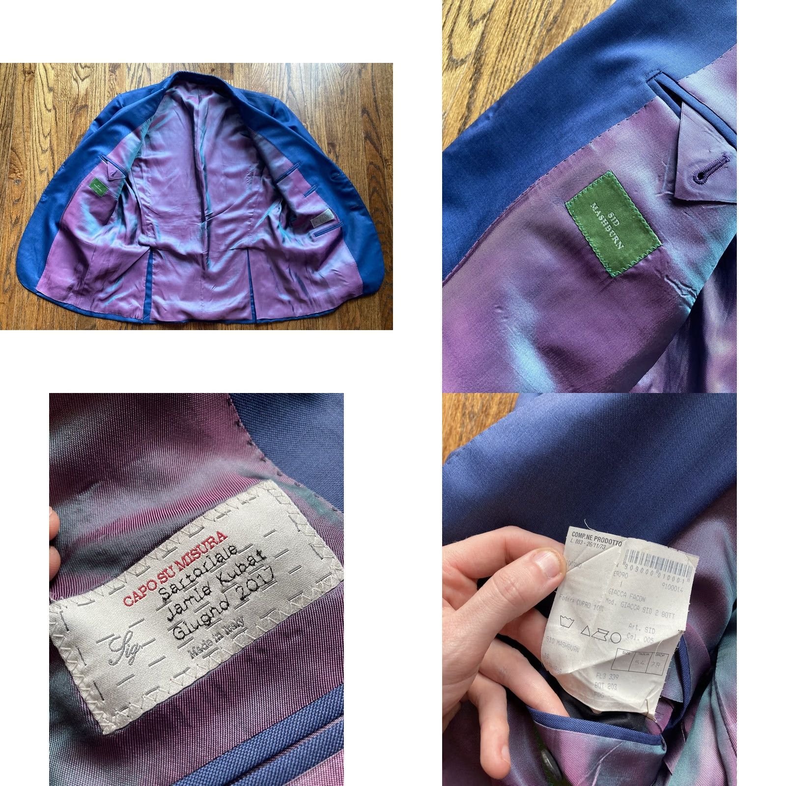 Sid Mashburn Sid Mashburn Wool Blazer Mens 42R Blue Jacket Coat Made In Italy Flaws Chest 42 Wool Sport Coat Blazer Mens Size 42R - 9 Thumbnail
