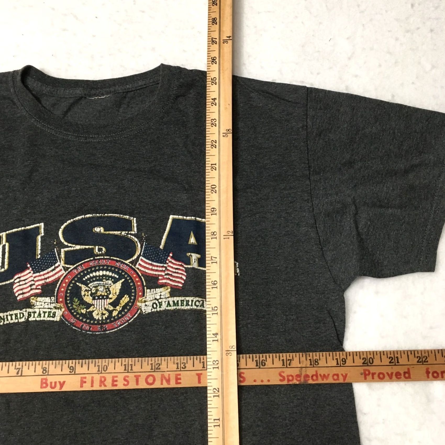 Tultex VINTAGE stars stripes USA T-Shirt Large America Patriotism tultex Mens Gray Size US L / EU 52-54 / 3 - 3 Thumbnail