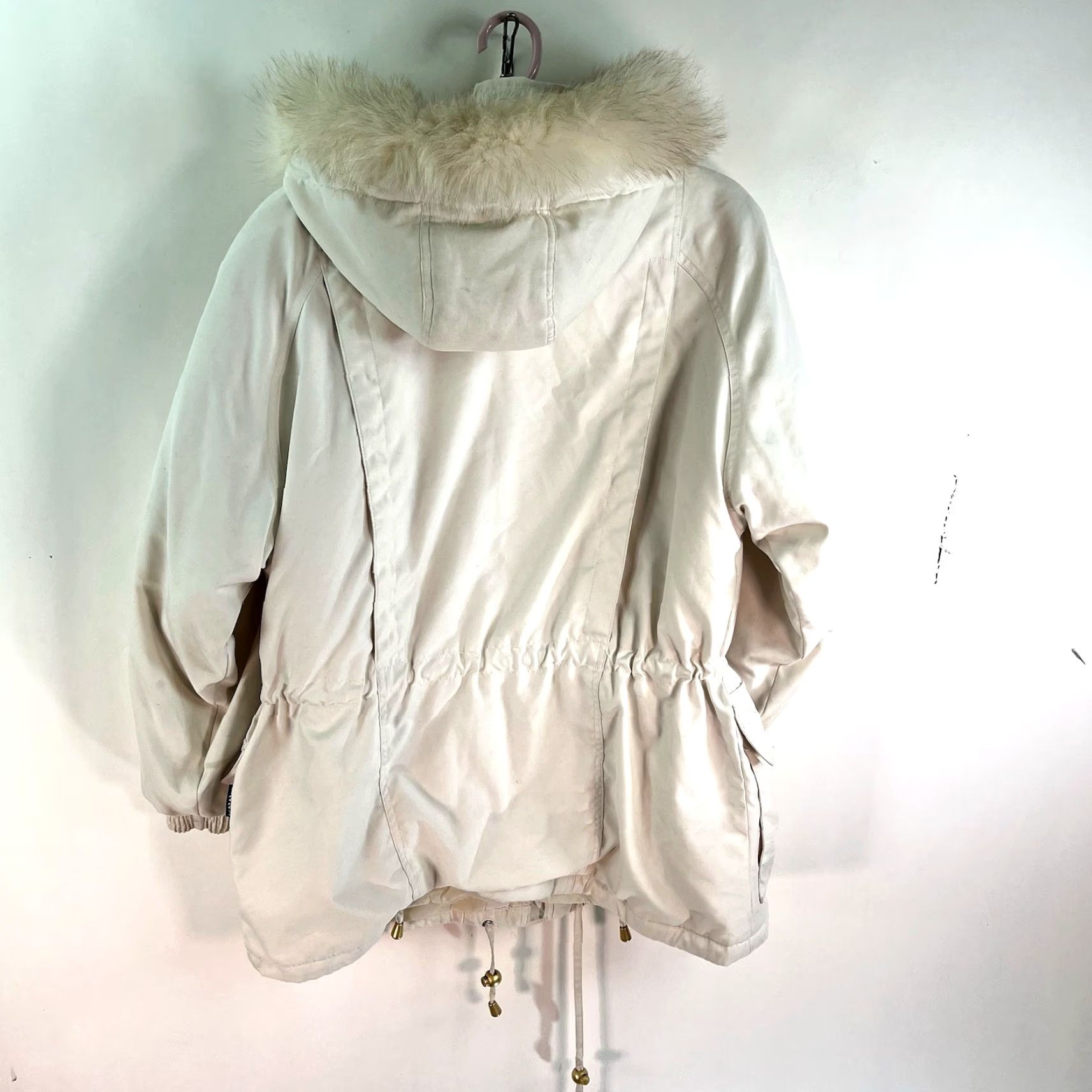 Vintage IZZI Fox Fur Detachable Hooded Parka Jacket Womens M Ivory Fox Size M / US 6-8 / IT 42-44 - 7 Thumbnail