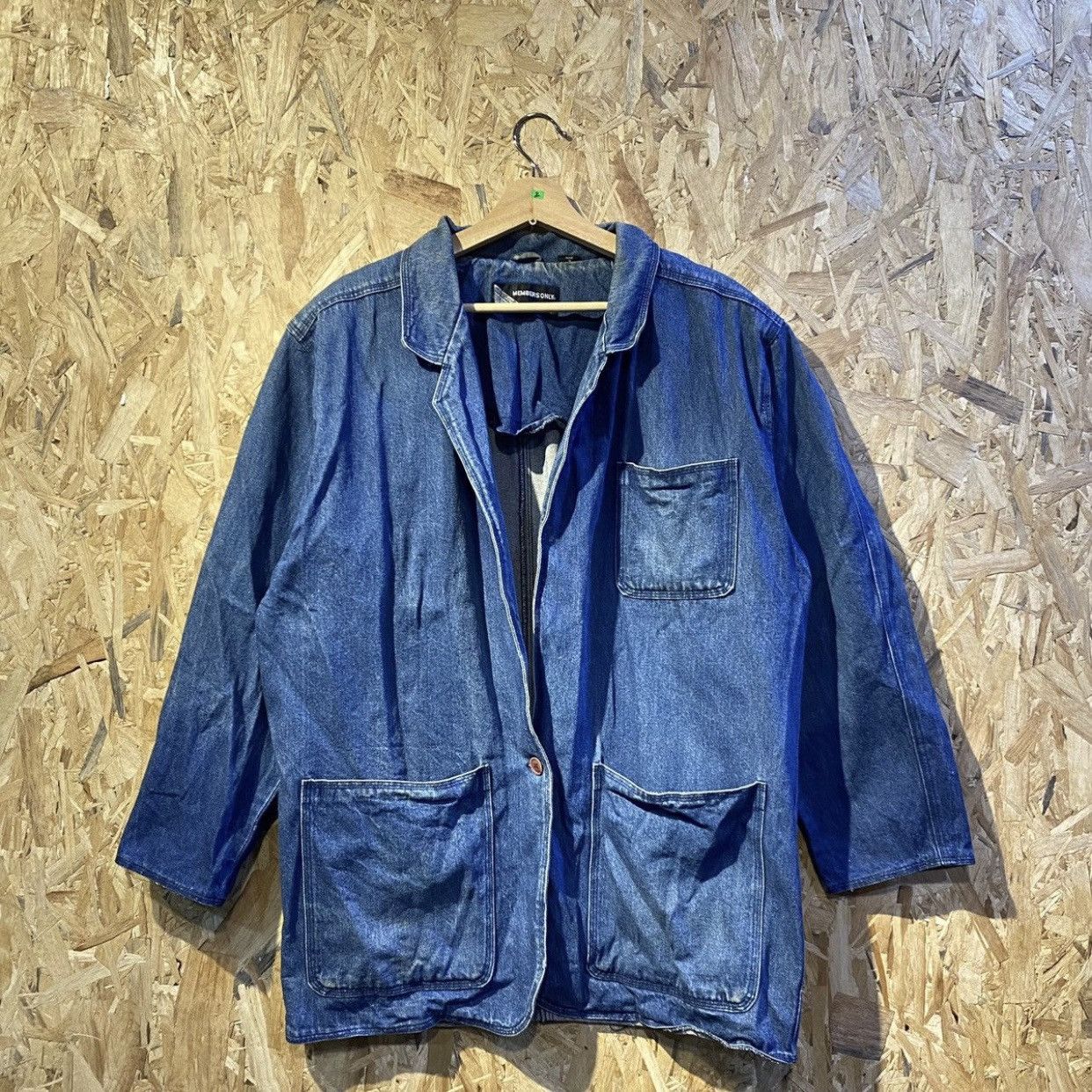 Members Only × Vintage 90s Members Only Denim Workwear Coat Jackets Size US XL / EU 56 / 4 - 1 Thumbnail