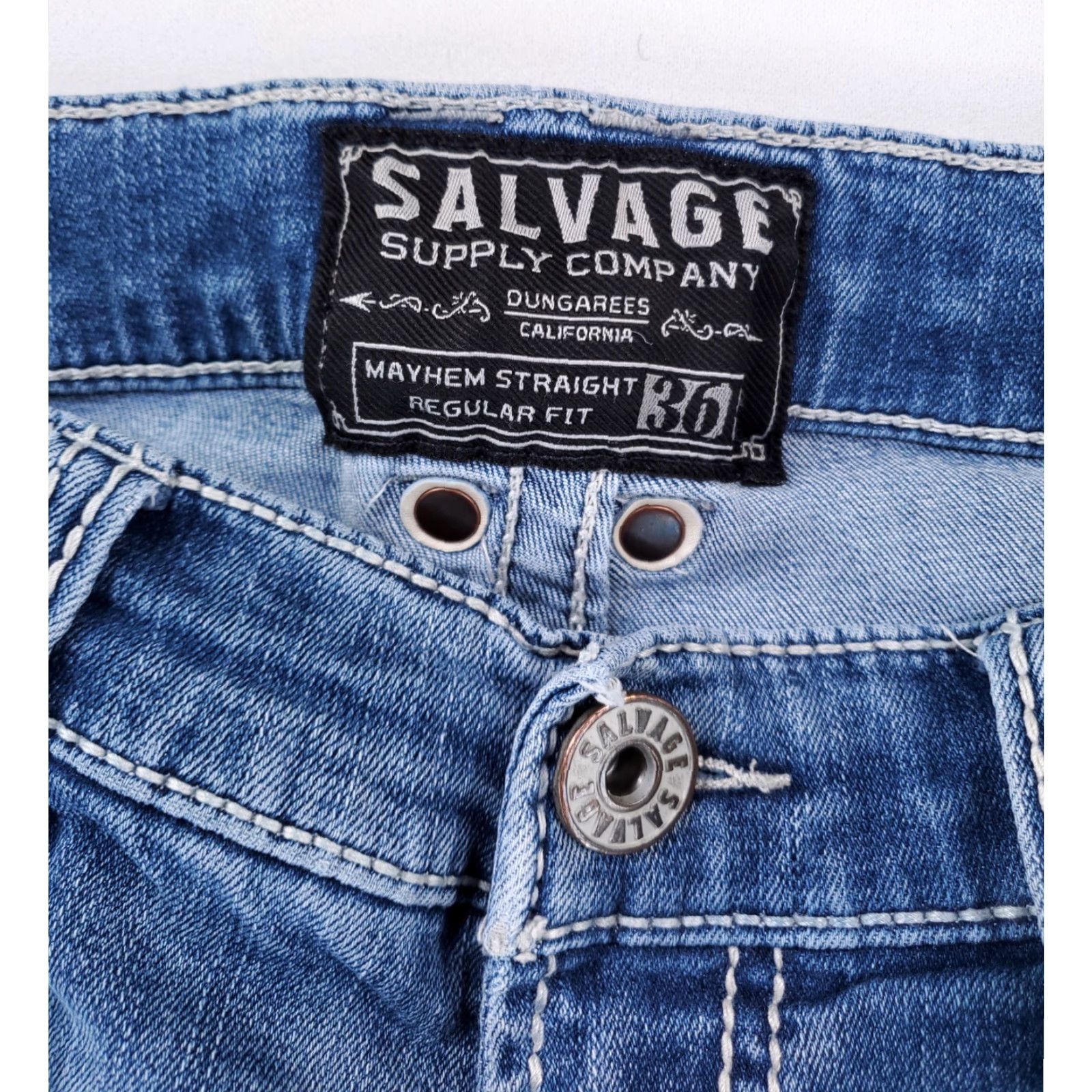 Vintage **SALVAGE MAYHEM STRAIGHT DISTRESSED JEANS MENS 37 R (31 INSEAM)** User: SALVAGE MAYHEM STRAIGHT DISTRESSED JEANS MENS 37 R (31 INSEAM) Size US 37 - 3 Thumbnail