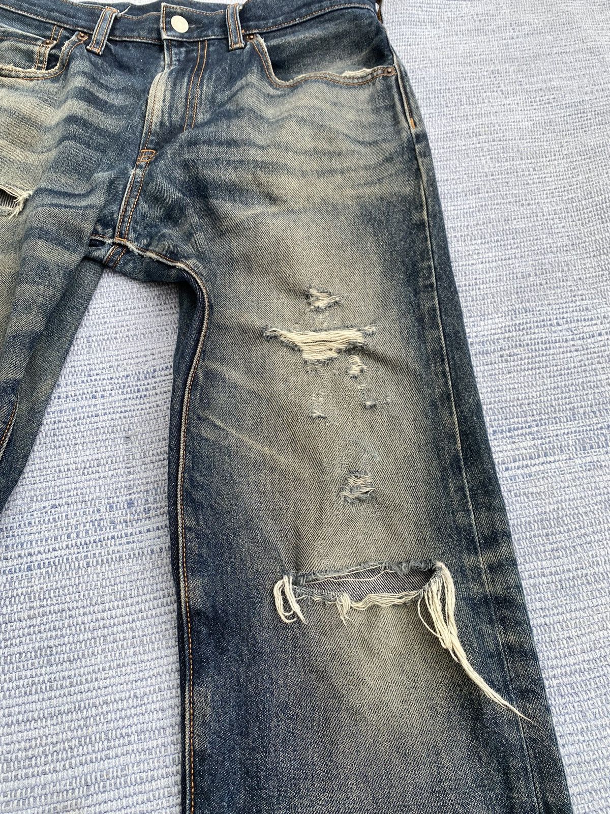 Japanese Brand GU jeans worned denim Size US 31 - 4 Thumbnail