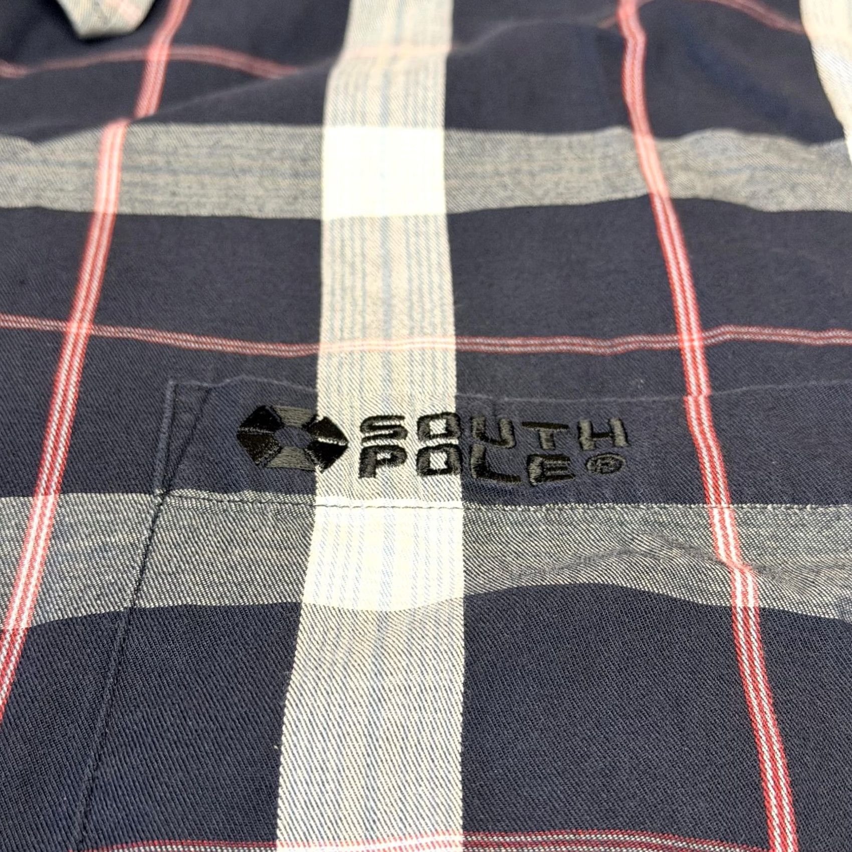 Southpole Southpole Shirt Mens XL Navy Plaid Short Sleeve Button Front Cotton Size US XL / EU 56 / 4 - 5 Thumbnail