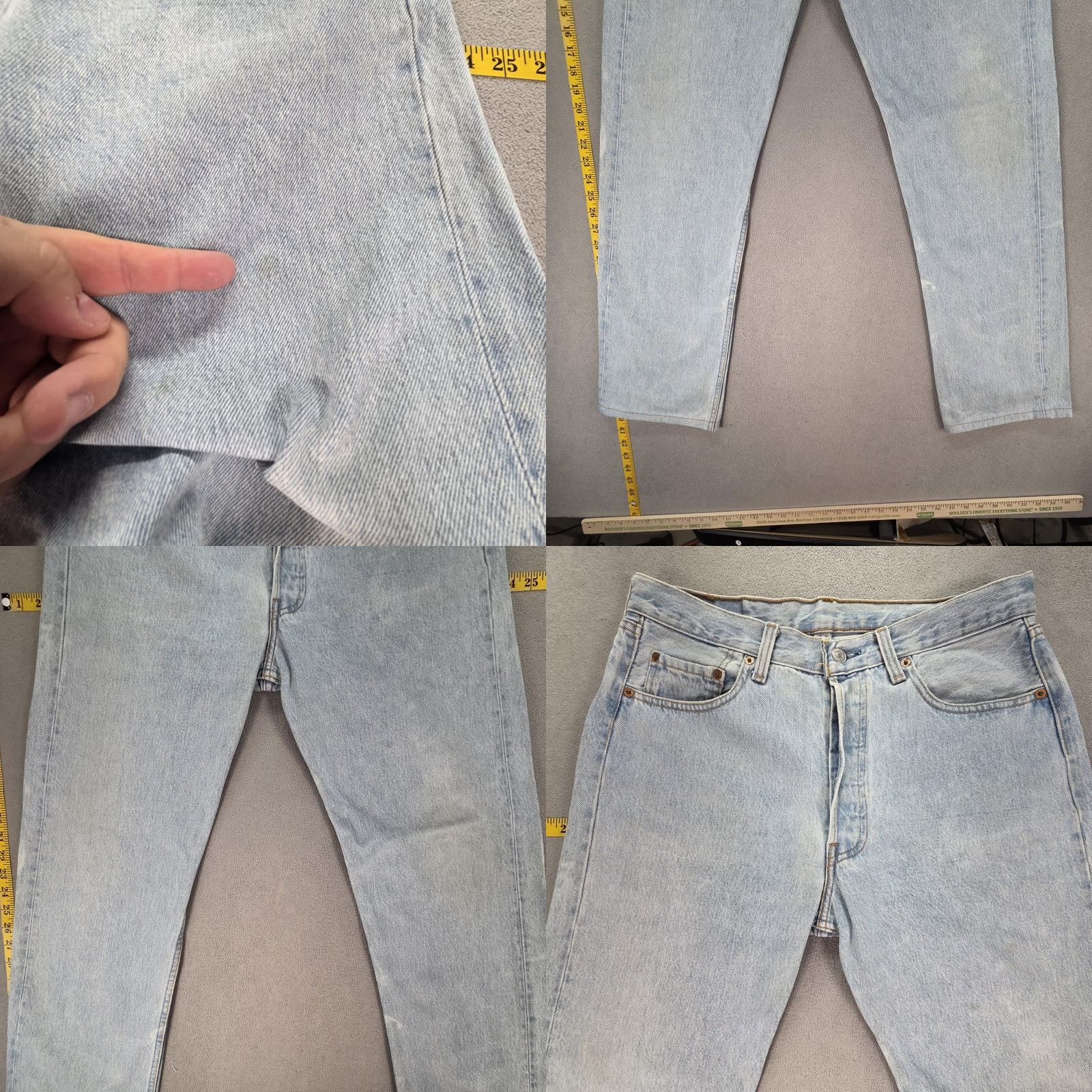 Levi's VINTAGE Levi's 501 Jeans Mens 31x29 Blue Light Wash Button Fly Straight Denim 29 Inseam Regular Fit Pockets Logo Distressed Size US 31 - 8 Thumbnail