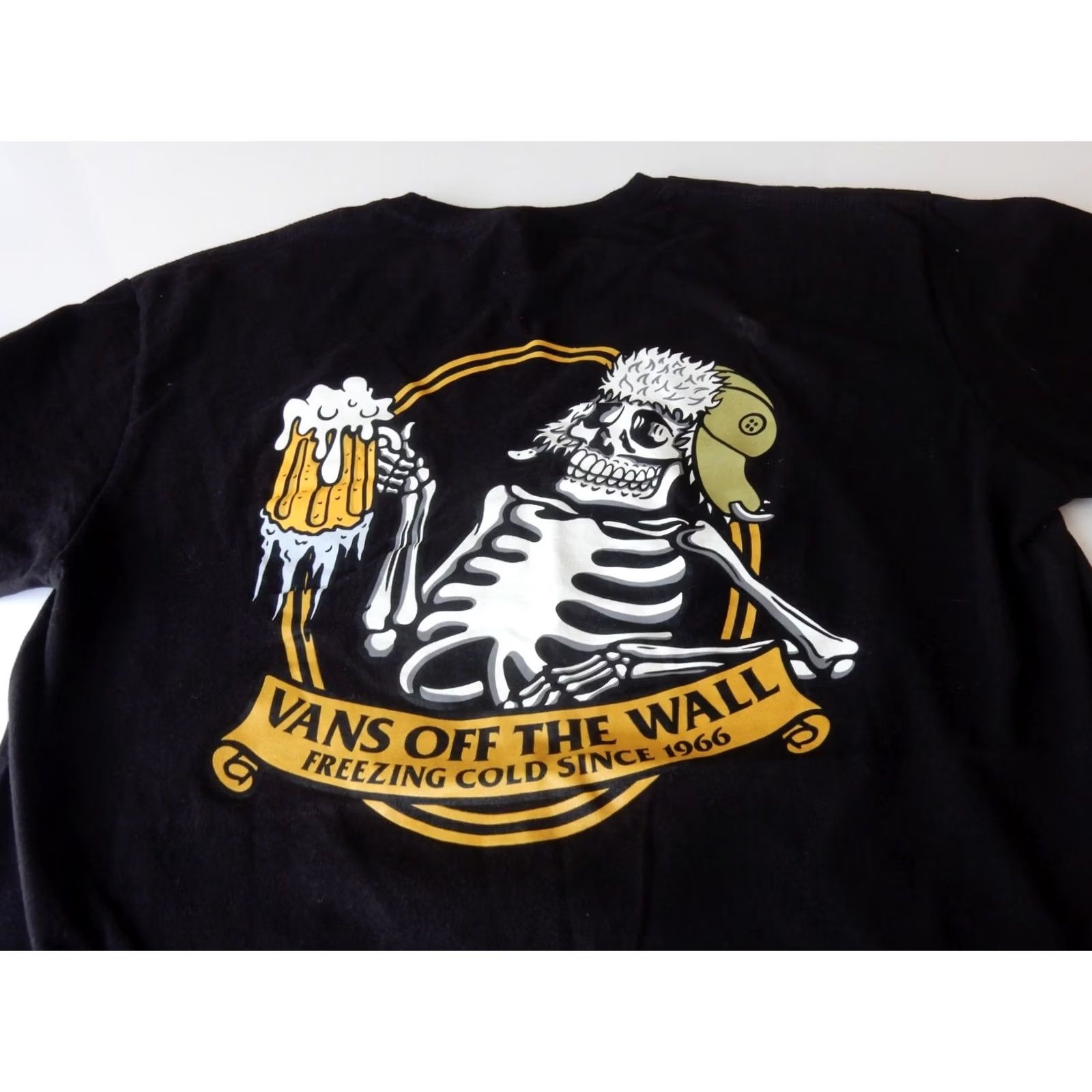 Vans VANS T Shirt Mens M Beer Skeleton Black Cotton Short Sleeve Graphic Print Shirt Mens M Black VANS Size US M / EU 48-50 / 2 - 2 Thumbnail