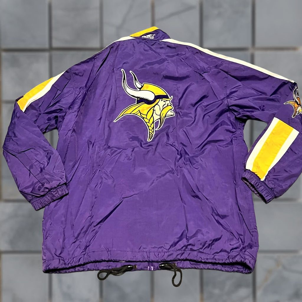 Starter VINTAGE Starter Minnesota Vikings Jacket Coat Stadium NFL Windbreaker Mens Large Purple Regular L Size US L / EU 52-54 / 3 - 1 Thumbnail