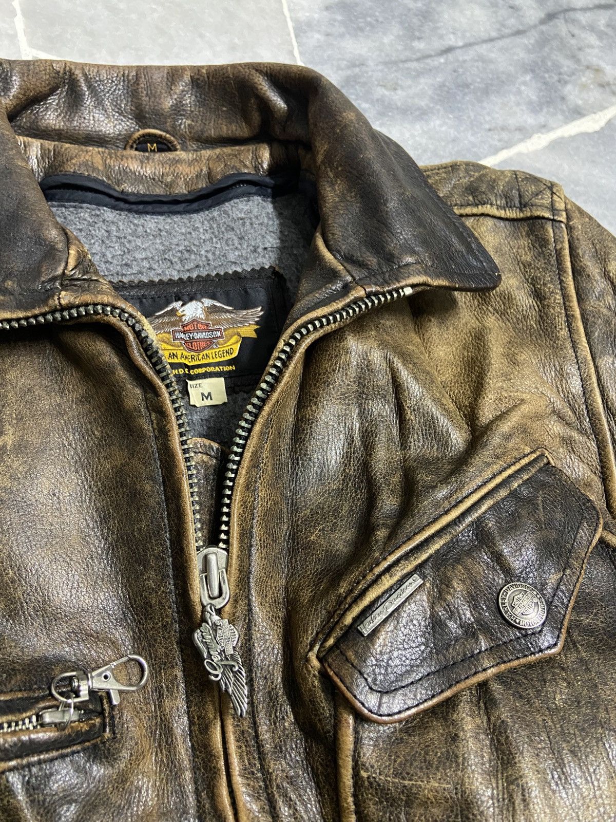 Harley Davidson Vintage Harley Davidson Leather Jacket Biker Brown jacket Size US M / EU 48-50 / 2 - 5 Thumbnail