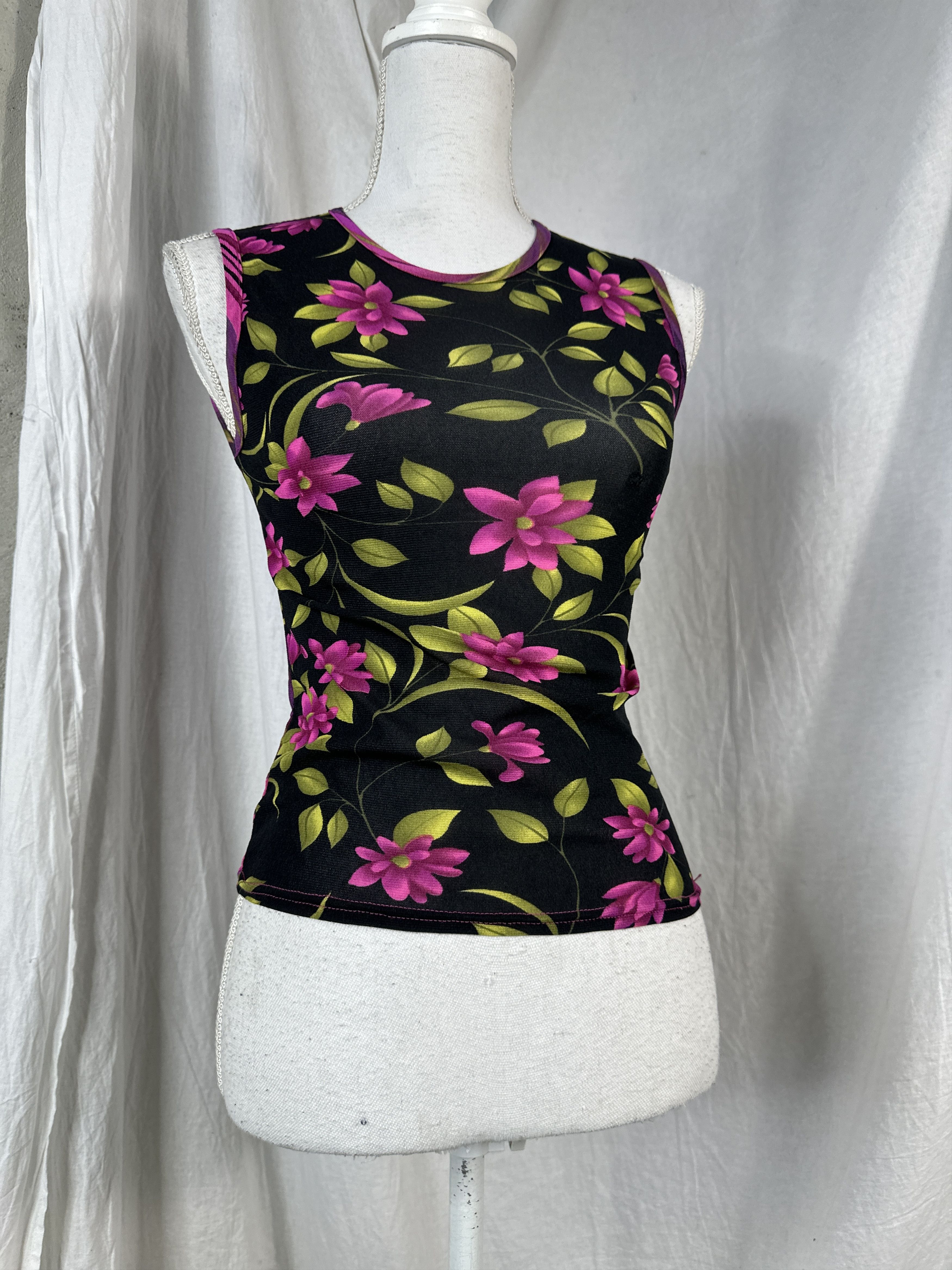 Vintage Vintage Floral Printed Y2K Morgan Mesh Top Size S / US 4 / IT 40 - 3 Thumbnail