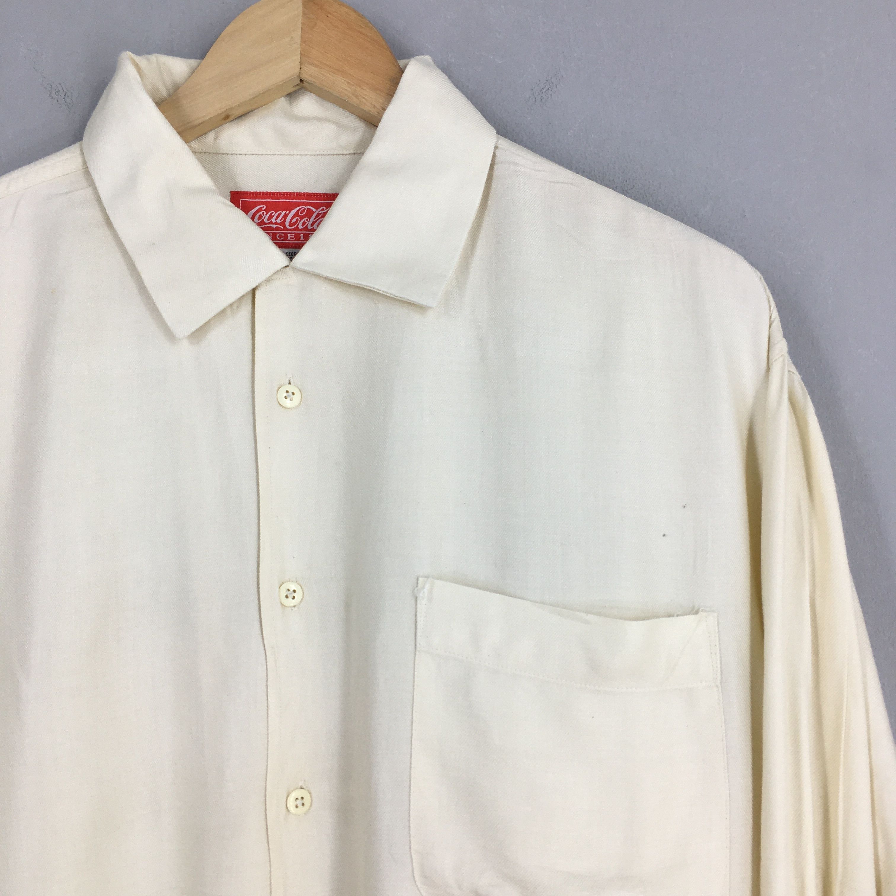 Designer Vintage 80's Coca Cola Flannel Yellow Rayon Shirt Large Size US L / EU 52-54 / 3 - 2 Thumbnail
