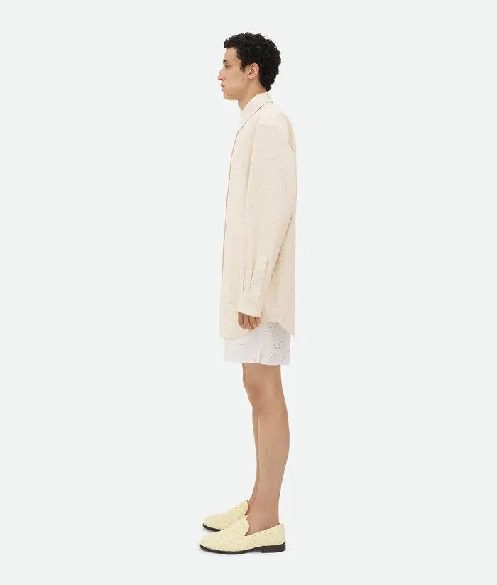 Bottega Veneta o1s1rm0326 Textured Criss-Cross Viscose Silk Shorts in Dove Size US 34 / EU 50 - 2 Thumbnail