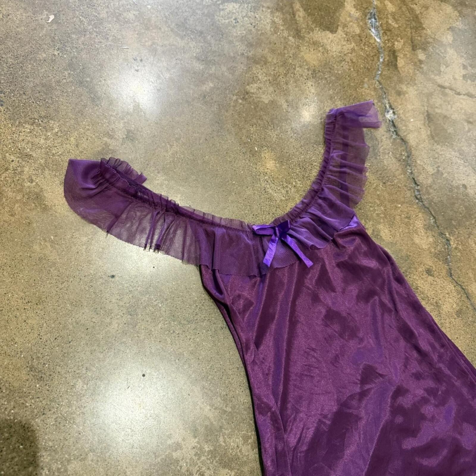 Other Purple Ruffle Babydoll Off the Shoulder Slip Dress Size M / US 6-8 / IT 42-44 - 3 Thumbnail