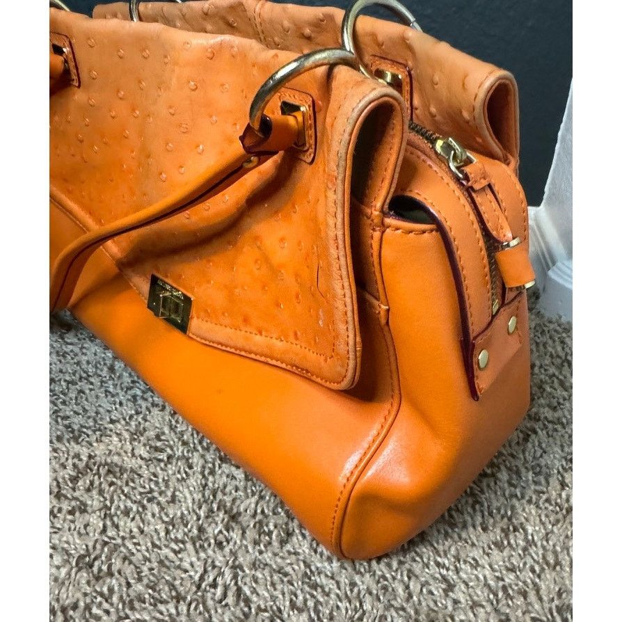 Vintage Antonio Melani Blair Faux Ostrich Leather Orange Shoulder Size ONE SIZE - 3 Thumbnail
