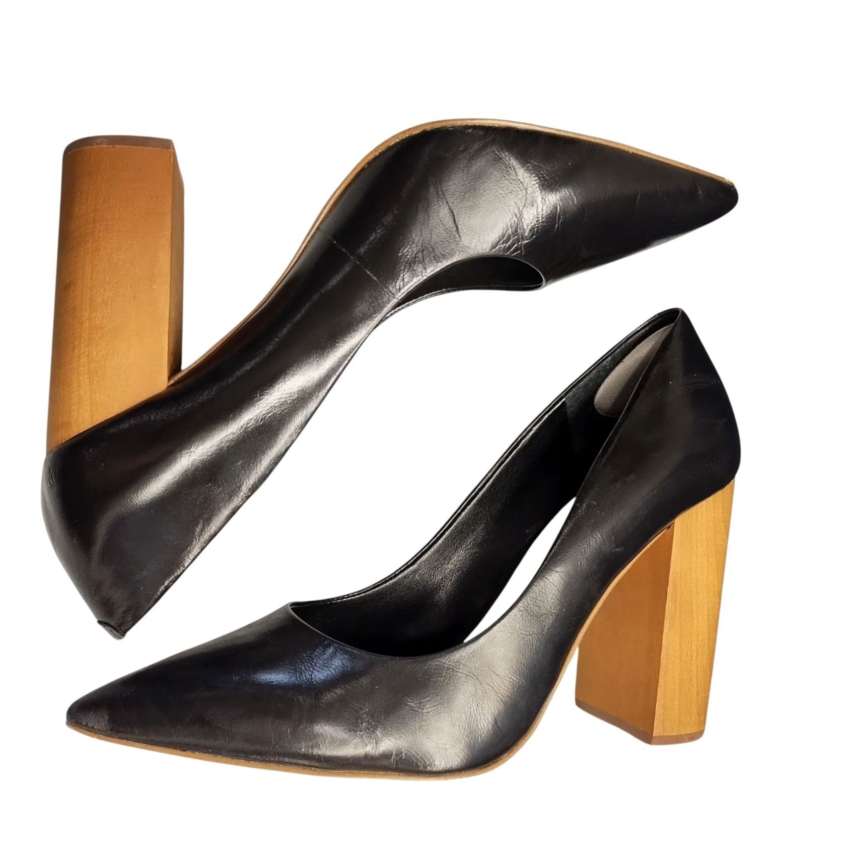 Vintage 1.STATE Valencia Pump Heels Womens Size 9.5M Black Leather Pointed Toe Slip On Women Pump Valencia 9.5 Black Leather 1.State Size US 10 / IT 40 - 2 Thumbnail