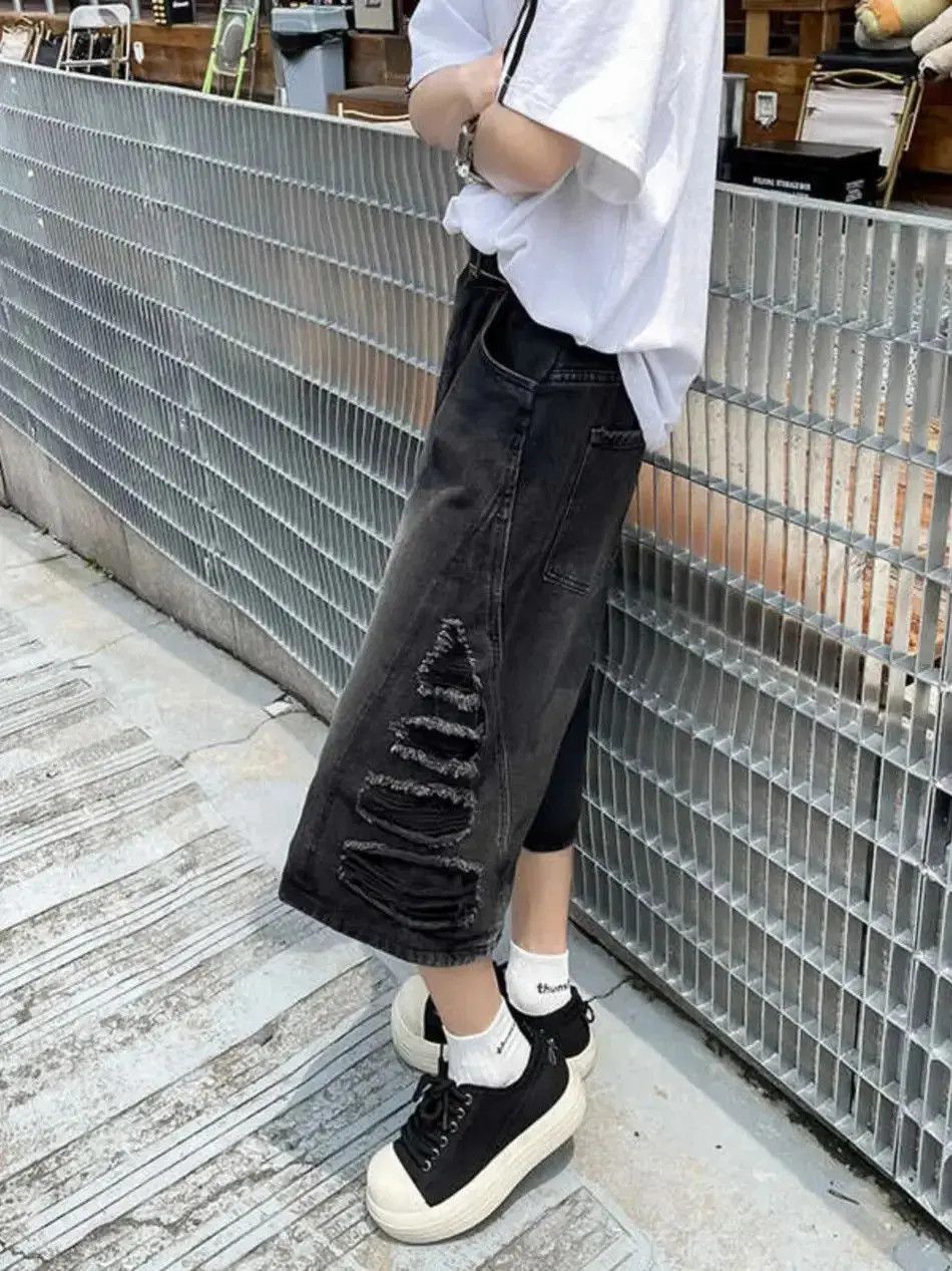 Japanese Brand Retro cut wide leg straight leg denim shorts Size US 32 / EU 48 - 4 Thumbnail