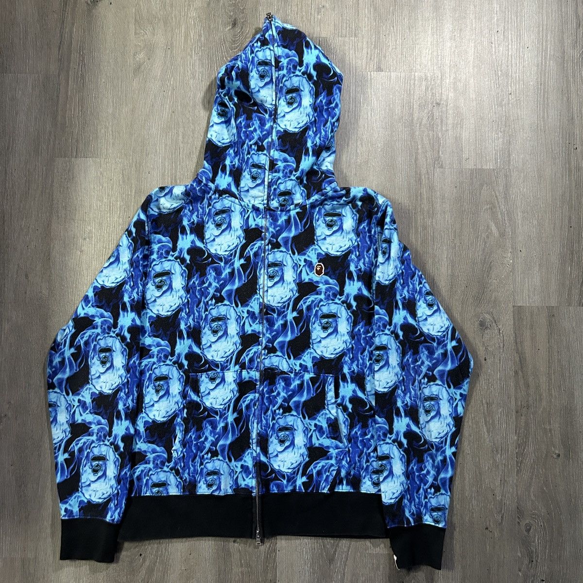 Bape BAPE Blue Flame Full Zip Hoodie Size US L / EU 52-54 / 3 - 1 Thumbnail