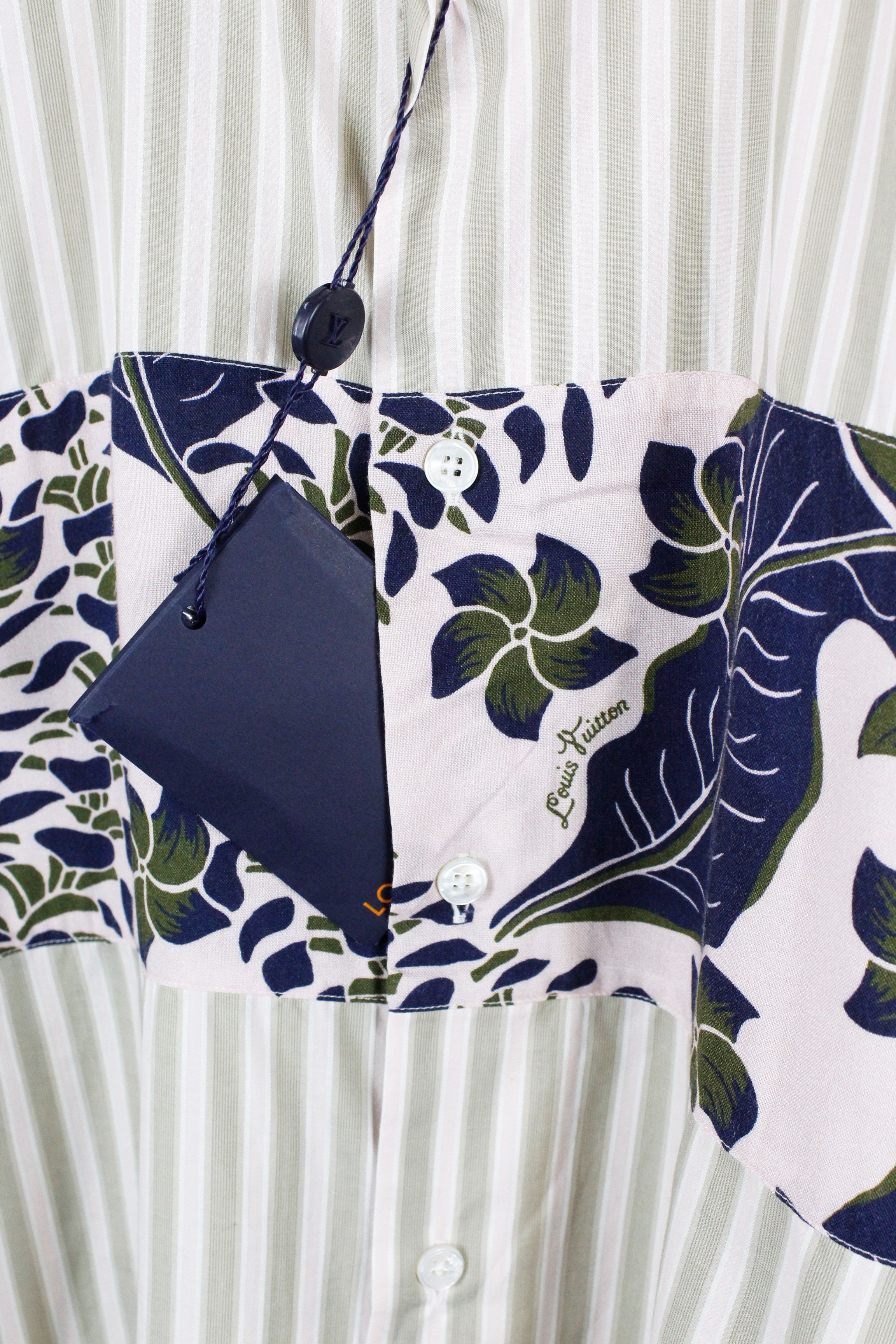 Louis Vuitton Louis Vuitton Striped Floral Hawaii Logo Print Shirt Size US XL / EU 56 / 4 - 3 Thumbnail