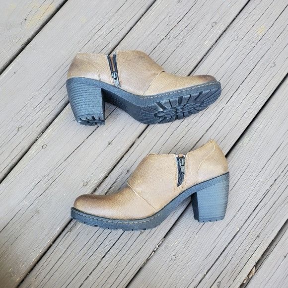 Born Born Canty Tan Leather Burnished Chunky Heel Buckle Western Size US 9.5 / IT 39.5 - 4 Thumbnail