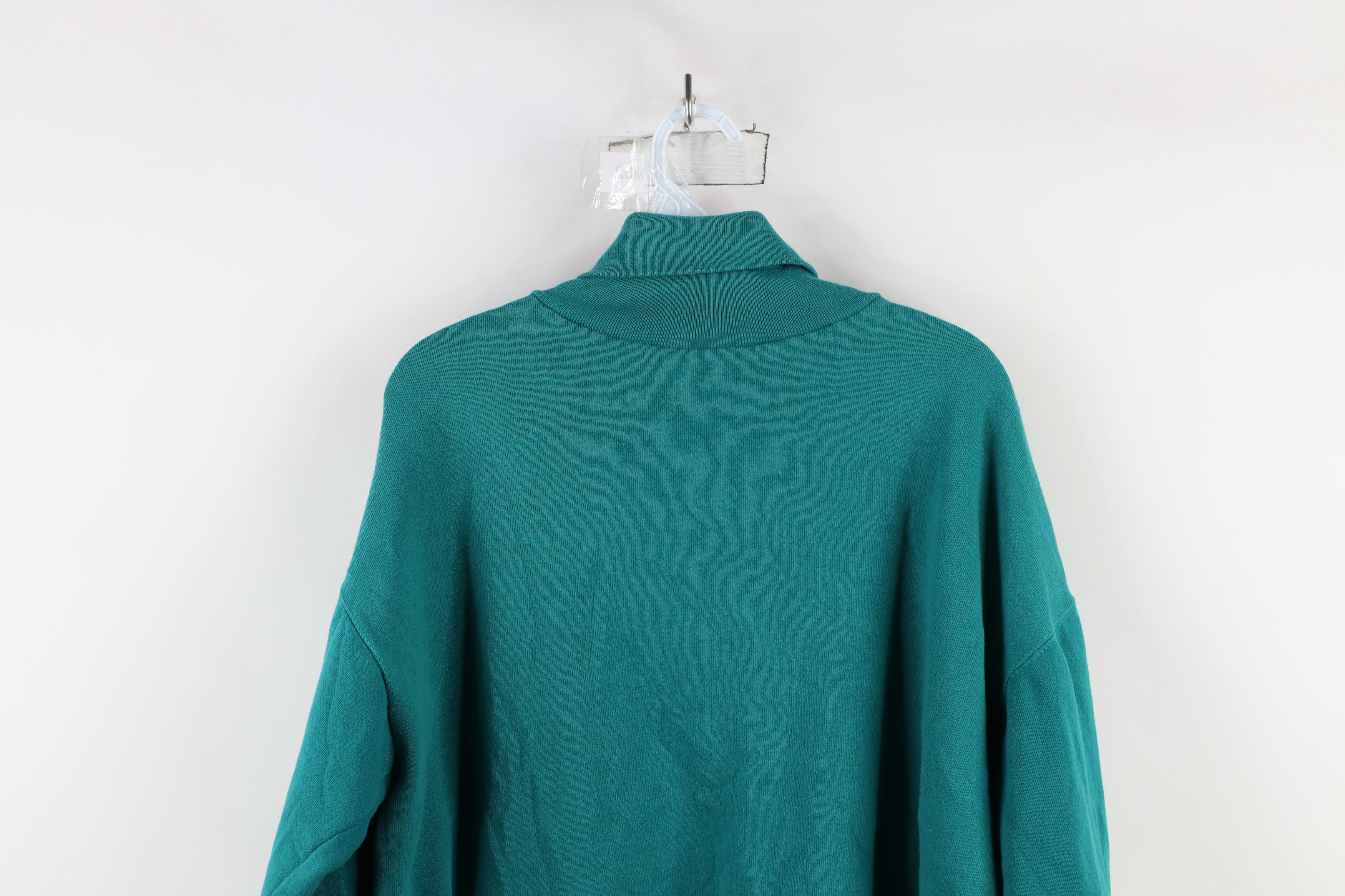 Vintage Vintage 90s Streetwear Heavy Turtleneck Sweatshirt Teal USA Size US XL / EU 56 / 4 - 9 Thumbnail