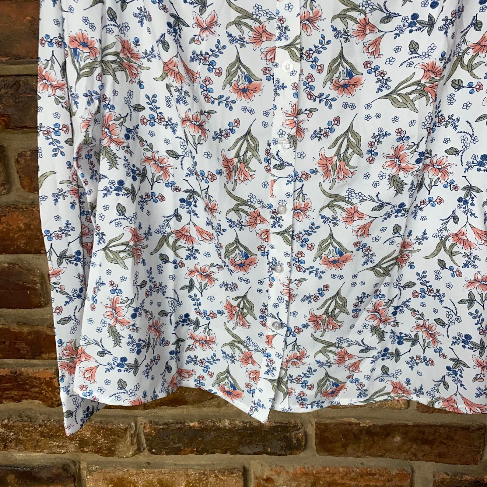 Other Allegra K White Floral Long Sleeve Button Down Shirt Size XS Size XS / US 0-2 / IT 36-38 - 3 Thumbnail