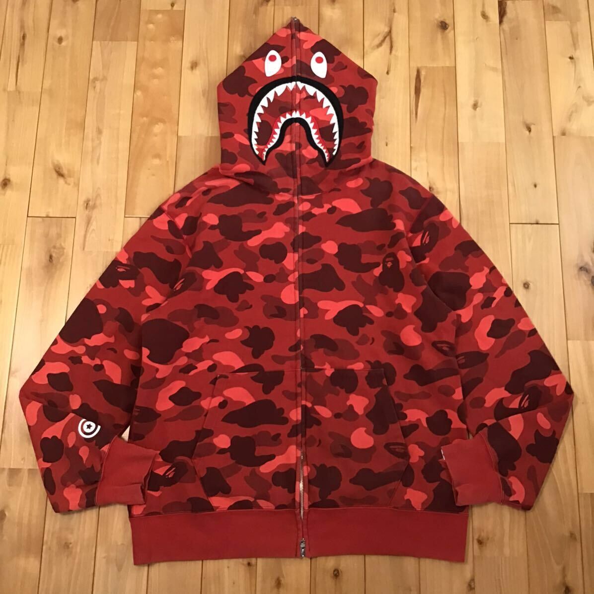 Bape BAPE Red camo Shark full zip hoodie a bathing ape XXL 2XL Grailed