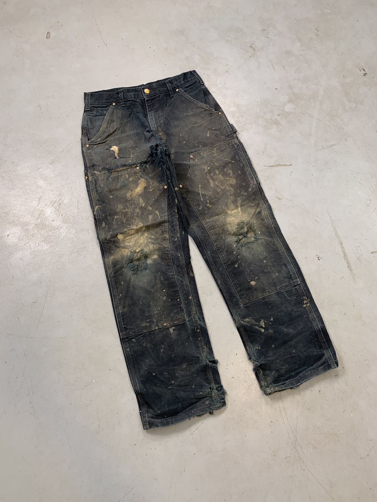 Carhartt Vintage faded Carhartt b01 BLK double knee denim Size US 30 / EU 46 - 1 Thumbnail